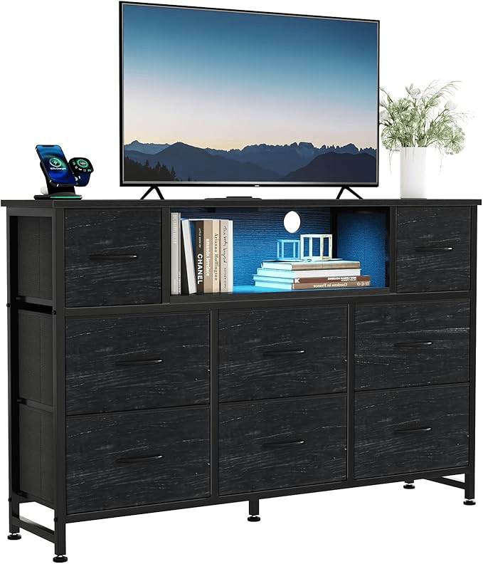 WareBay 8-Drawer Fabric Storage Cabinet with Built-In Power Outlet & USB Charging