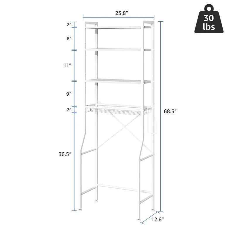 68-Inch Over-the-Toilet Bathroom Storage Rack