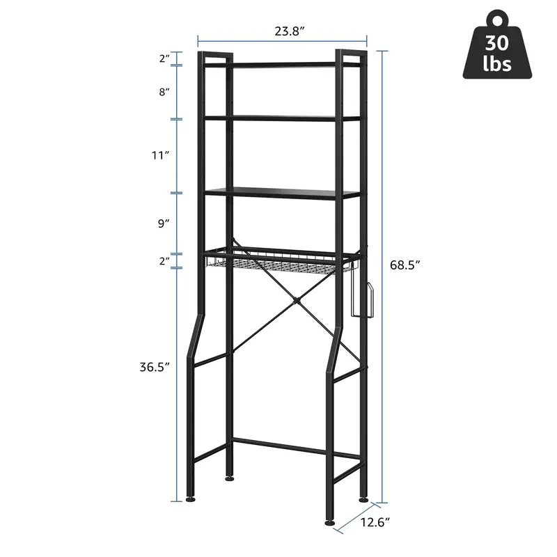 68-Inch Over-the-Toilet Bathroom Storage Rack
