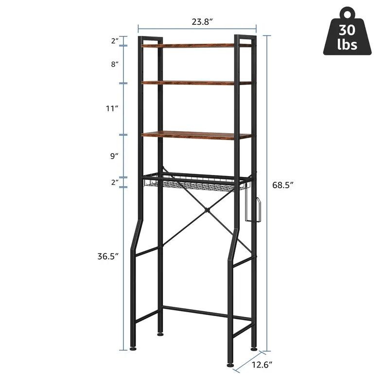 68-Inch Over-the-Toilet Bathroom Storage Rack