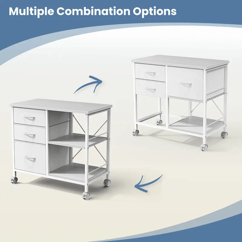 3-layer mobile filing cabinet, printer stand with storage, office storage cabinet with drawers and back support strips