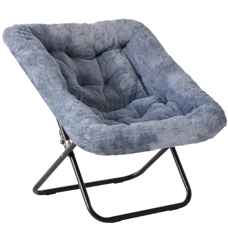 Faux Fur Disc Chair – Round Accent Chair for Bedroom & Living Room | Gray, Pink or White
