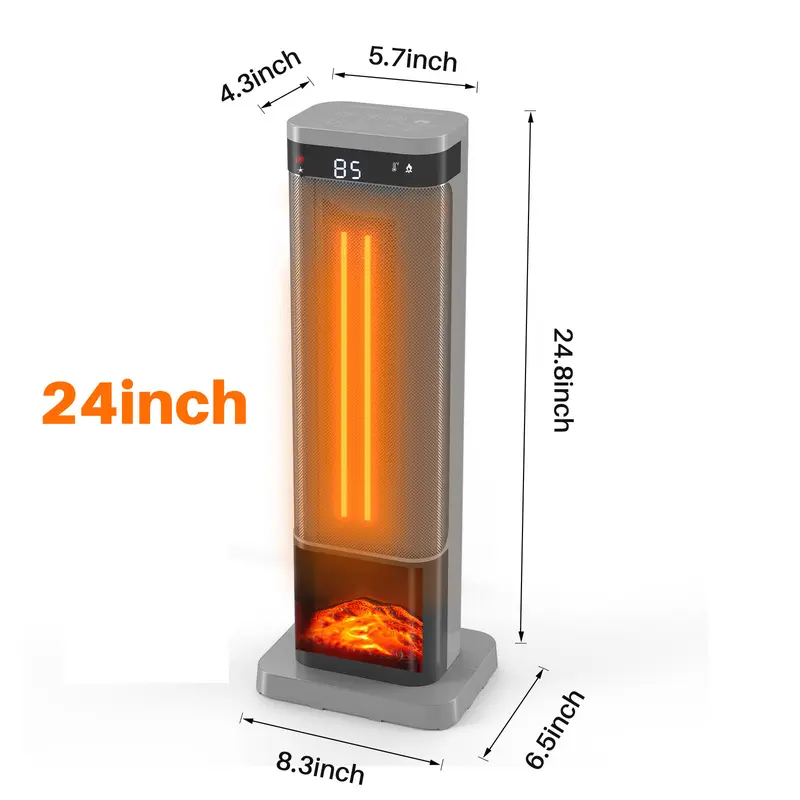 Space Heater for Indoor Use, 23-Inch Portable Electric Heater with 7-Color Light