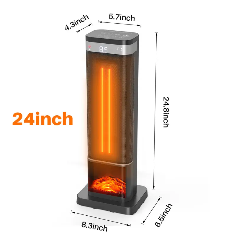 Space Heater for Indoor Use, 23-Inch Portable Electric Heater with 7-Color Light