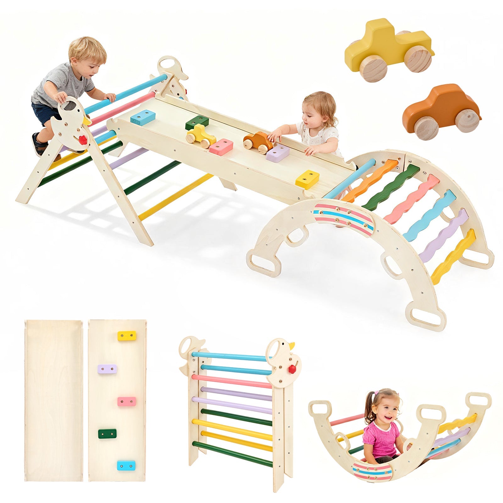 9-in-1 Foldable Wooden Montessori Climbing Playset