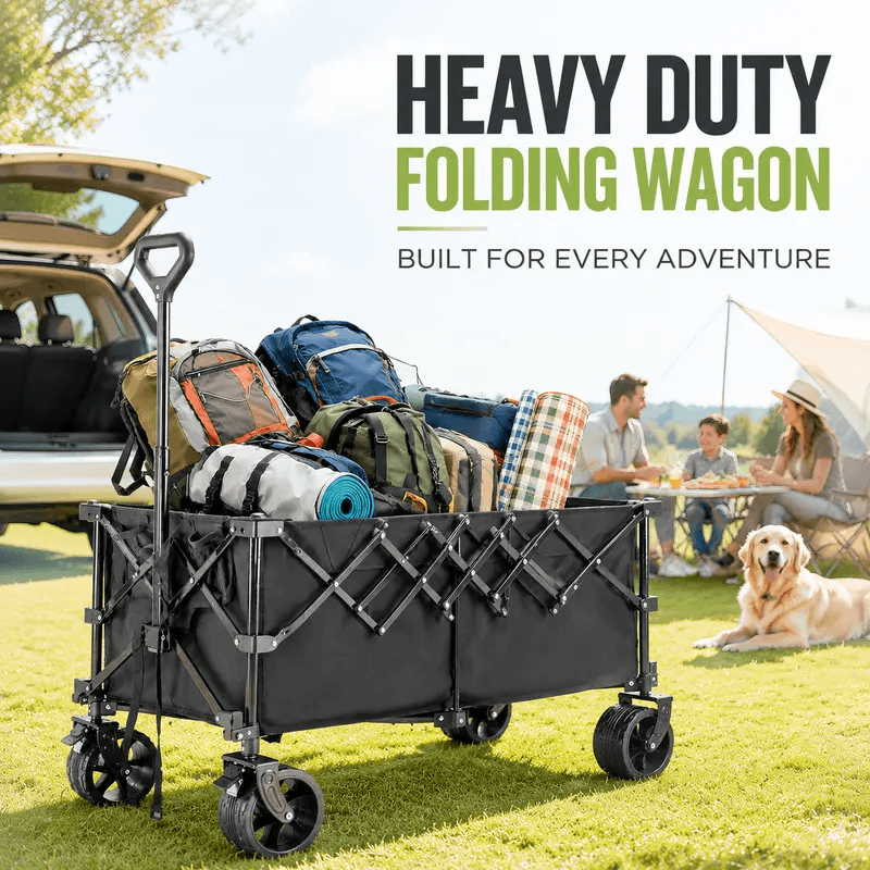 Warebay 440 lbs Heavy-Duty Collapsible Wagon Cart for Camping