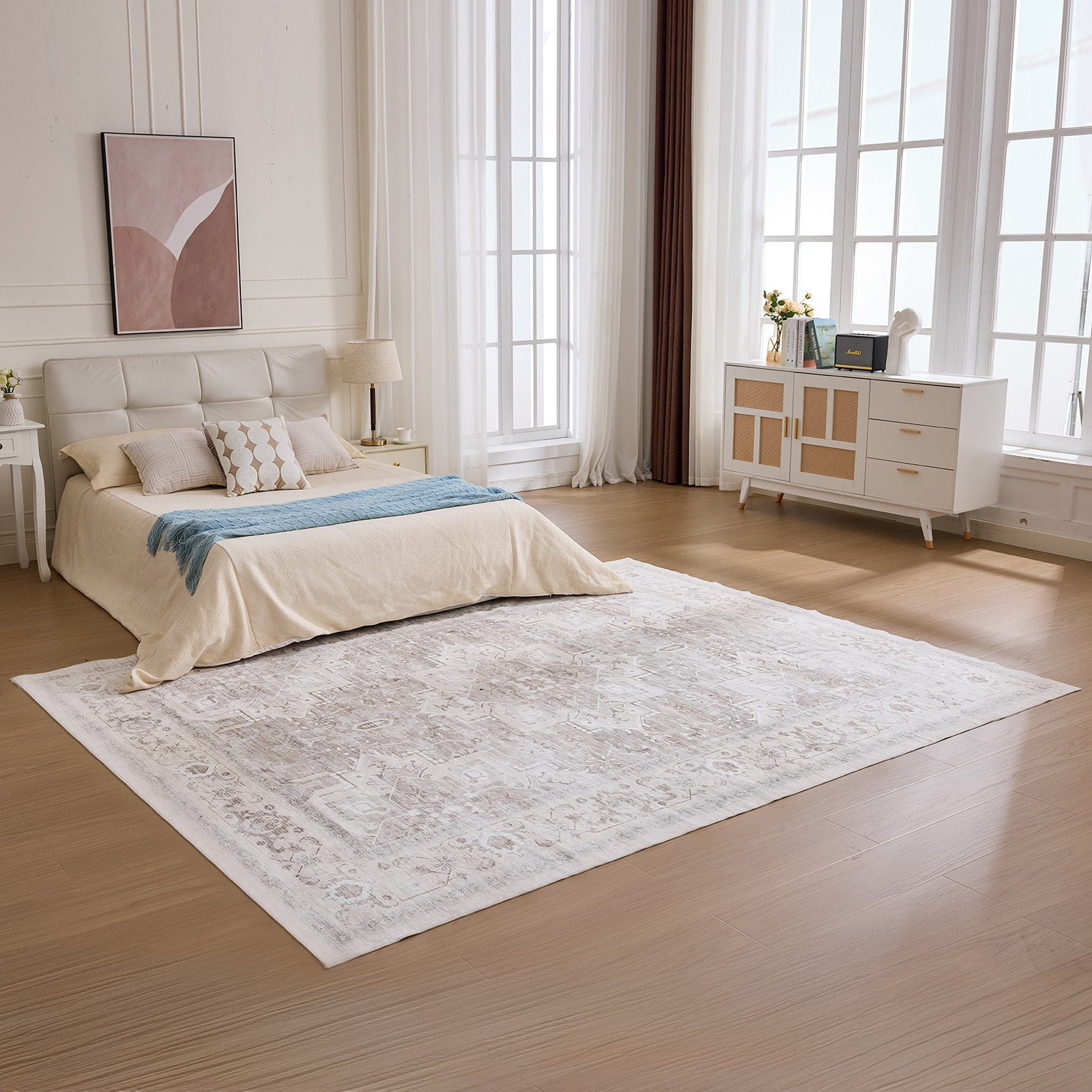 Washable Low-Pile Polyester Area Rug
