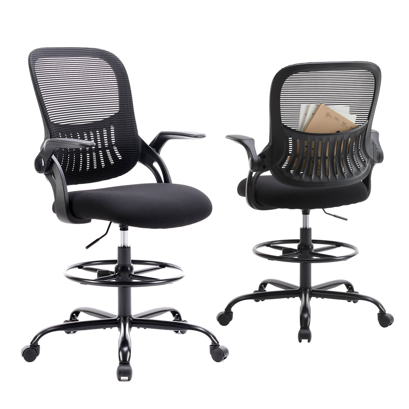 Ergonomic Office Chair Flip-Up Armrests Lumbar Support