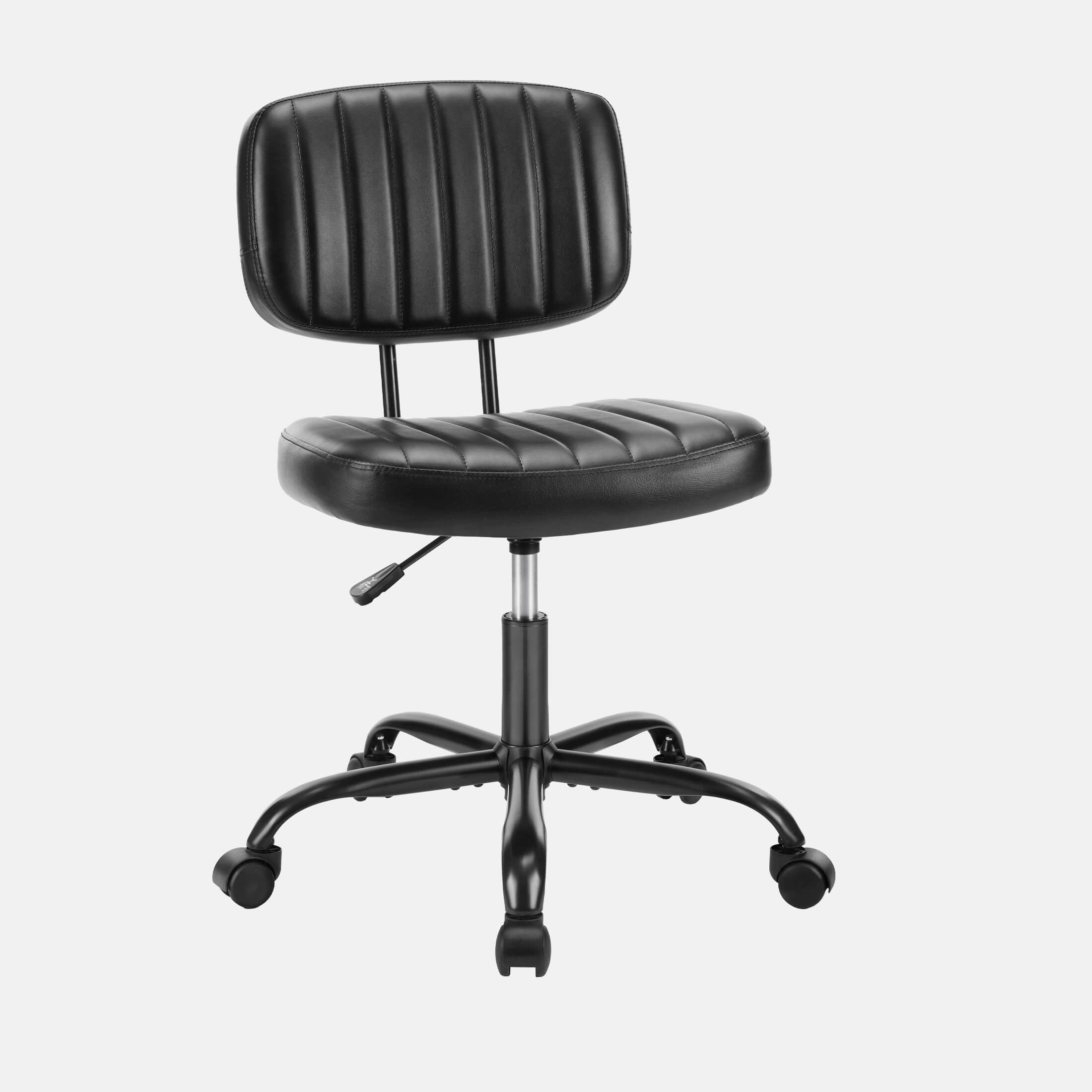 Armless Swivel PU Leather Office Chair