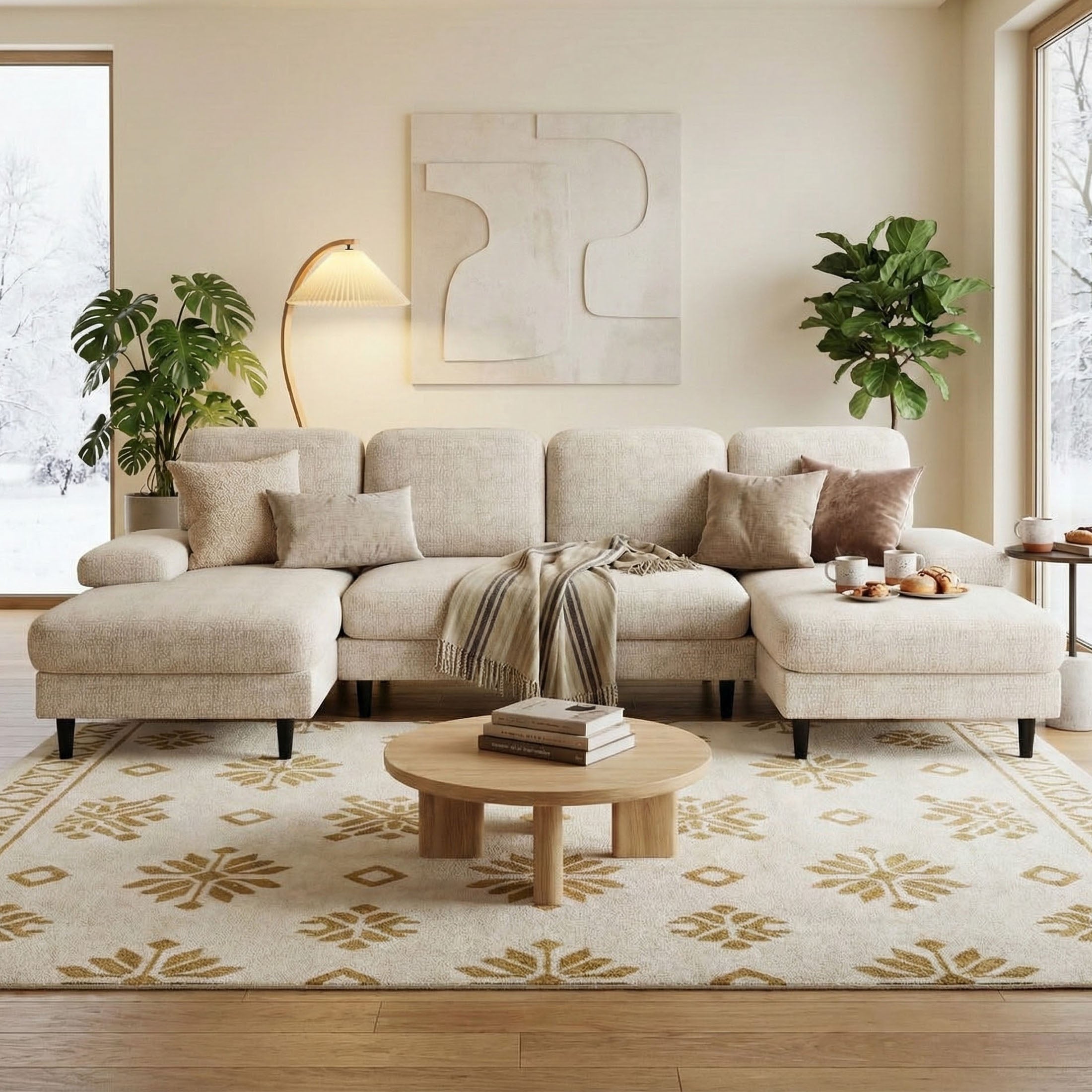 U-Shaped Modular Chenille Sectional Sofa