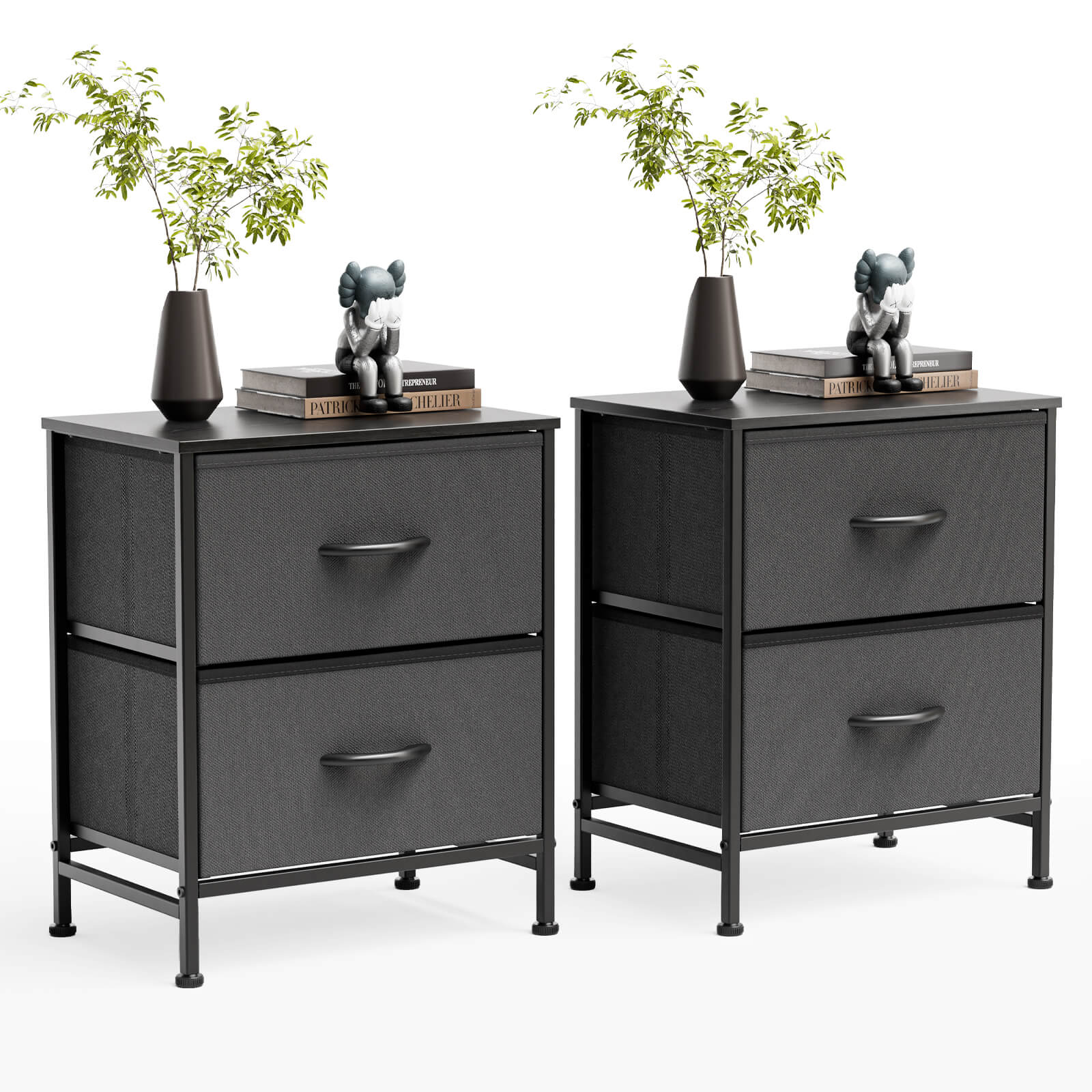 2-Piece Fabric Drawer Nightstand Set