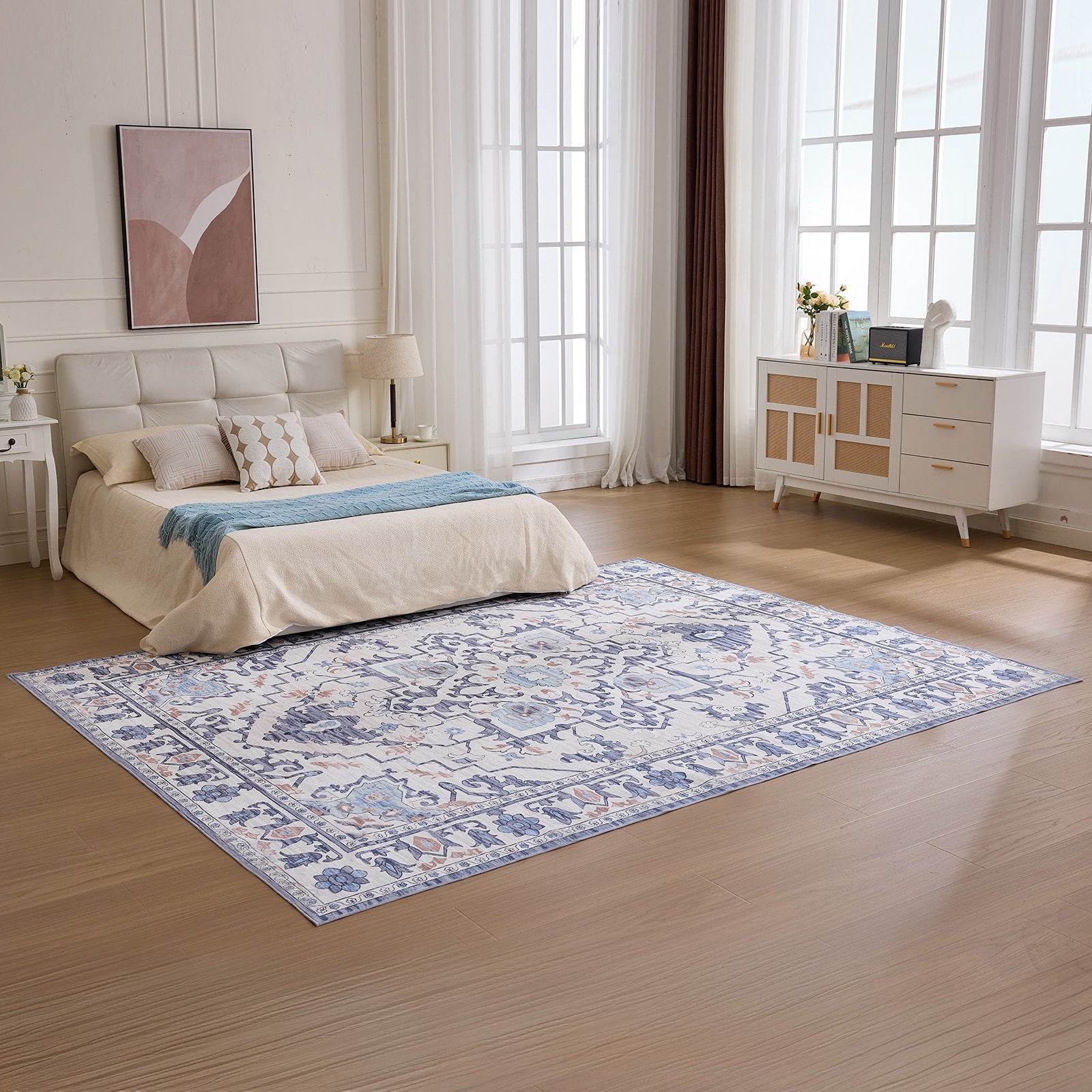 Washable Low-Pile Polyester Area Rug