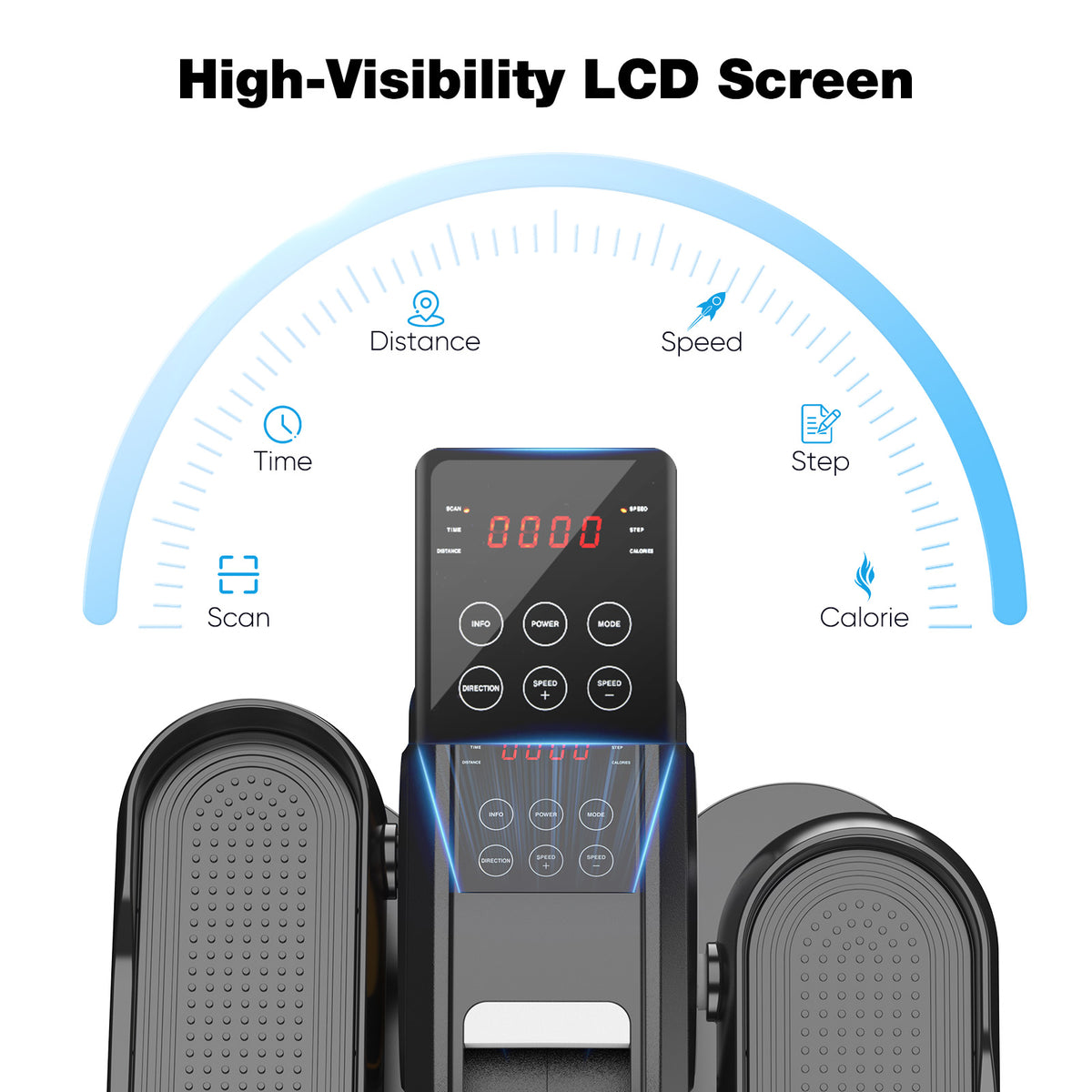 Under Desk Elliptical Machine – Quiet Pedal Exerciser with LED Display, Adjustable Speed & Remote Control