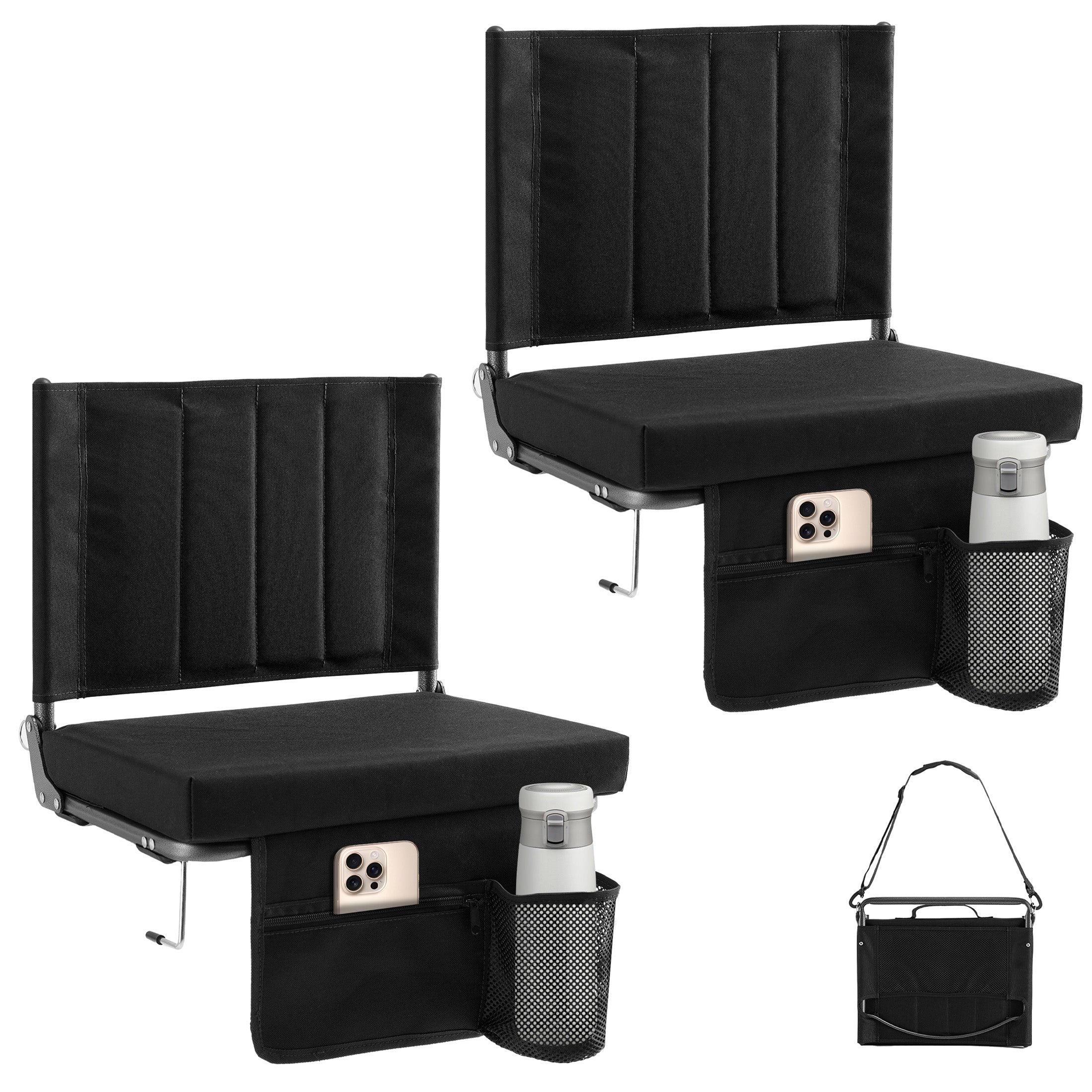 Stadium Seat with Back Support, Foldable Cushioned Portable Bleacher Chair for Sports Outdoor Events