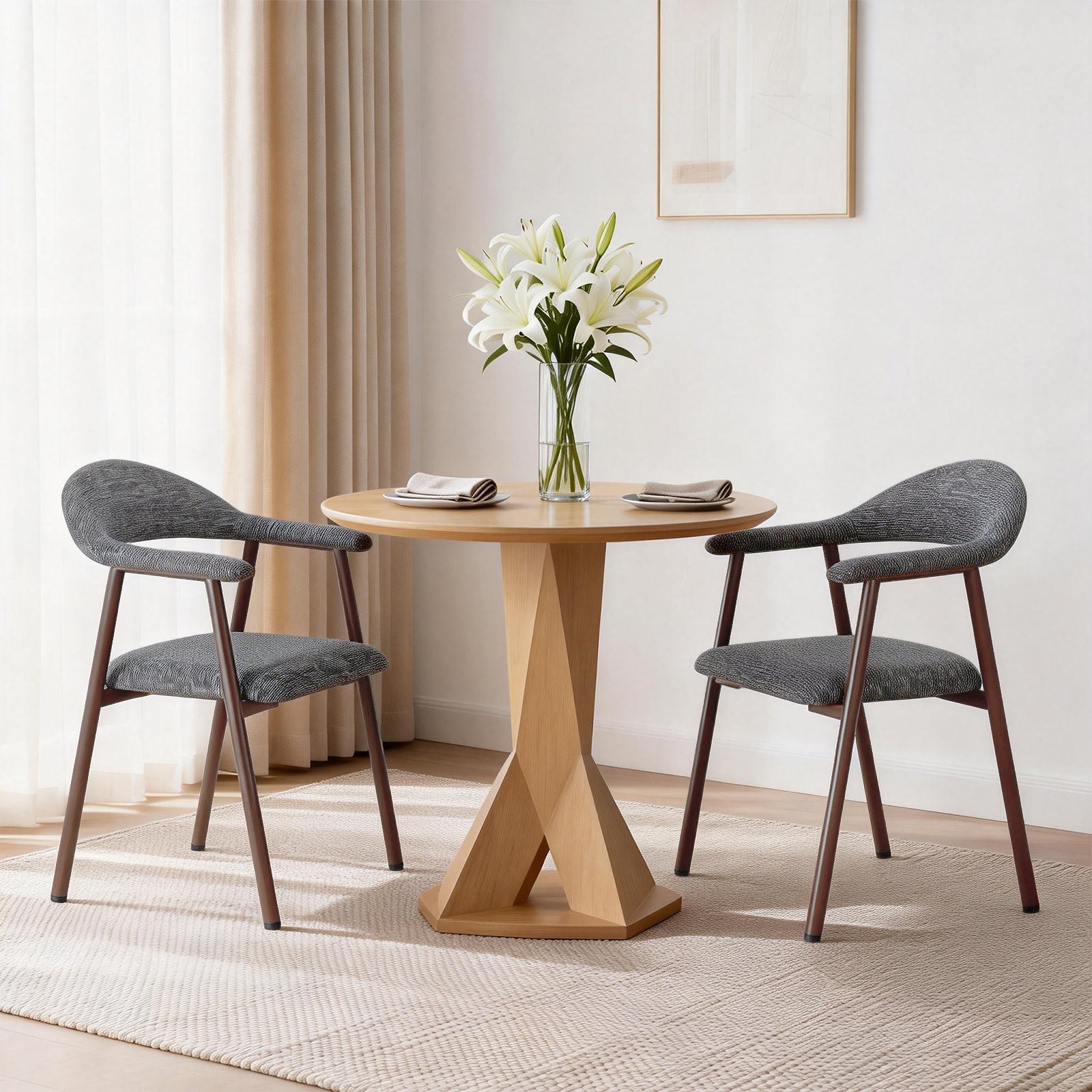 Upholstered Armchair Dining Chairs Set of 2