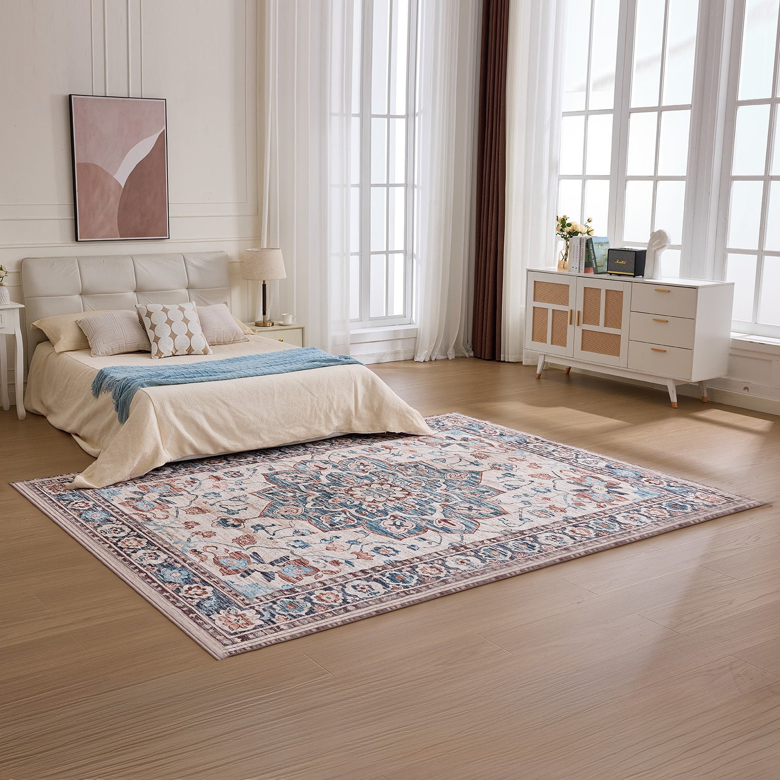 Washable Low-Pile Polyester Area Rug