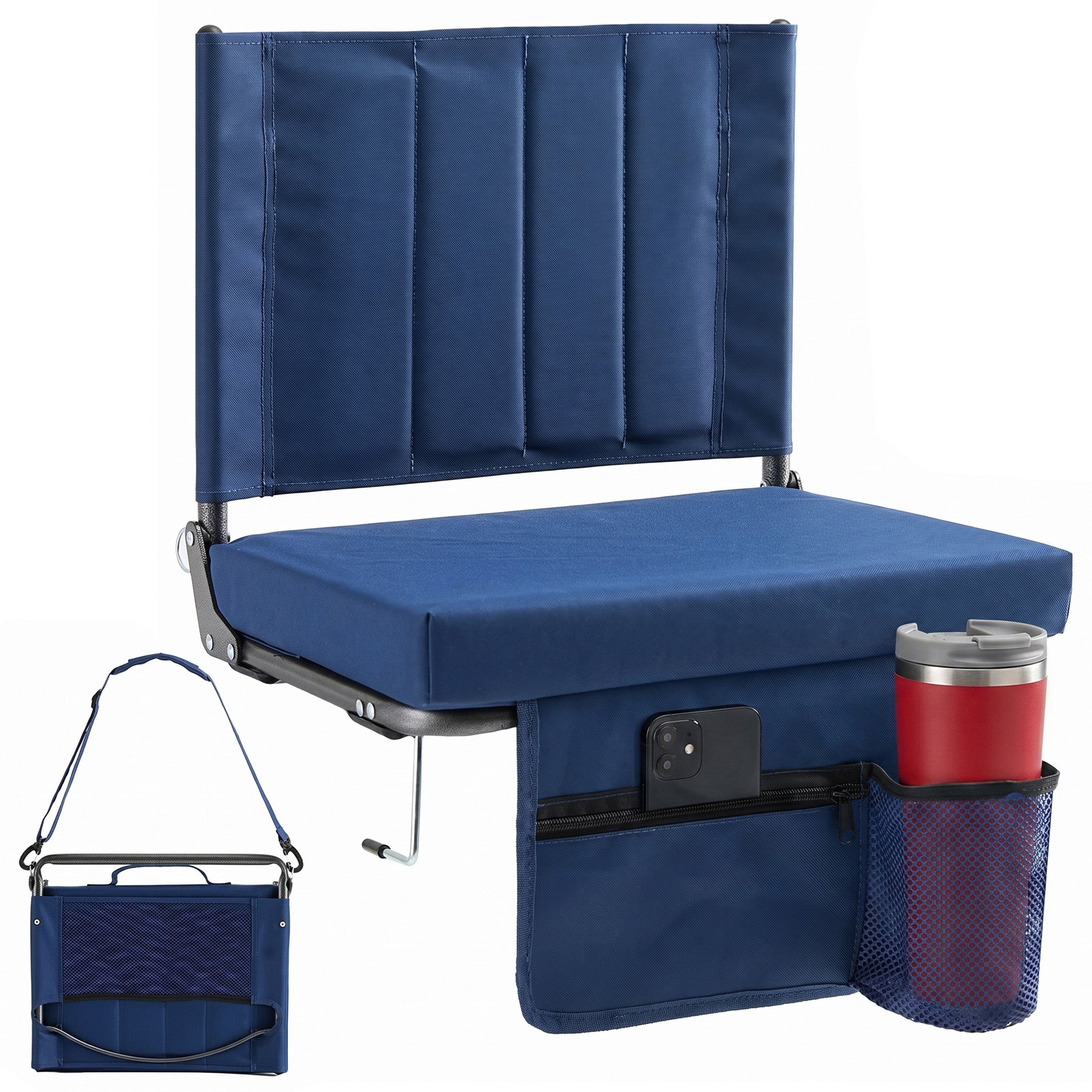 Stadium Seat with Back Support, Foldable Cushioned Portable Bleacher Chair for Sports Outdoor Events