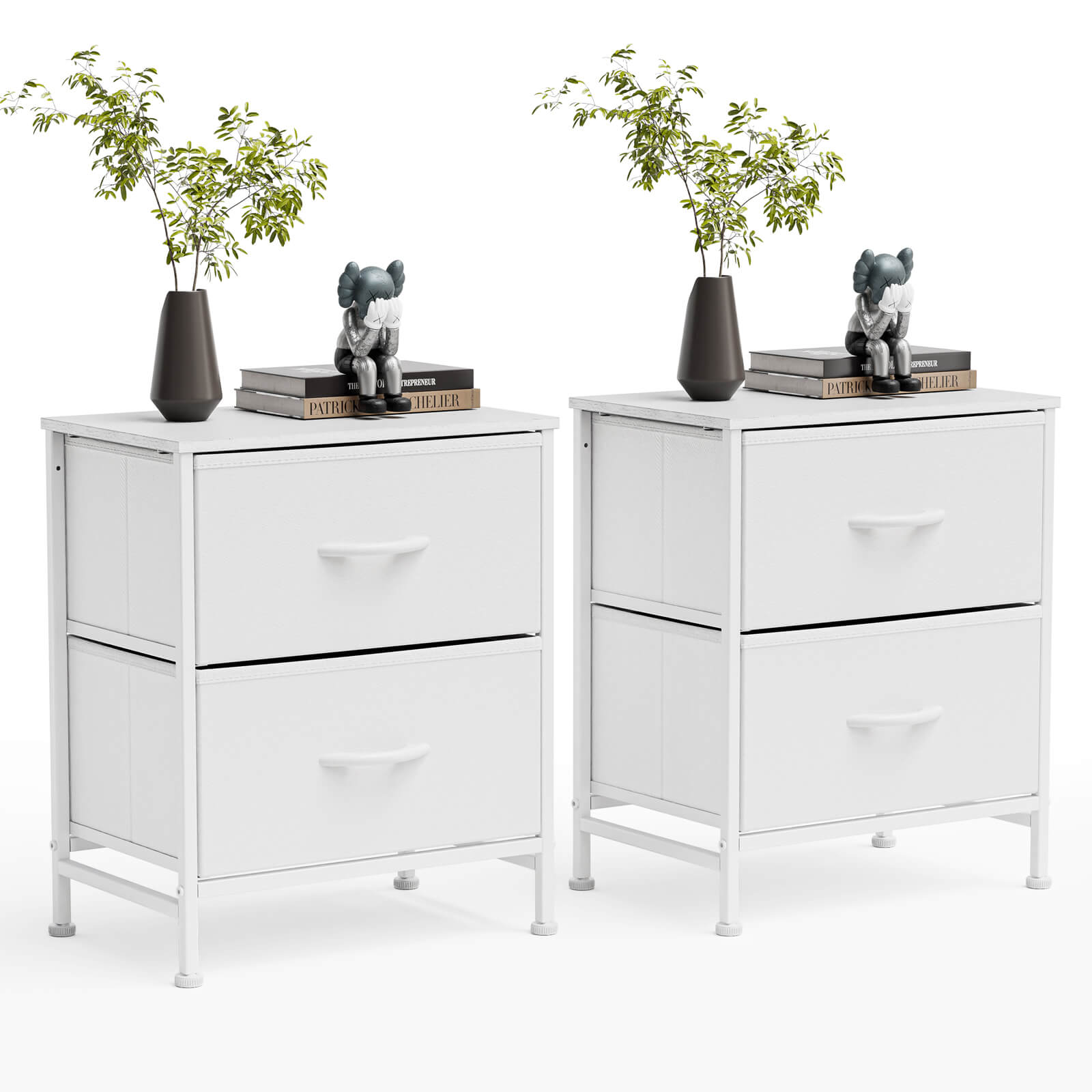 2-Piece Fabric Drawer Nightstand Set