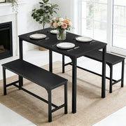 3/4-Piece Black Gray Dining Table Set