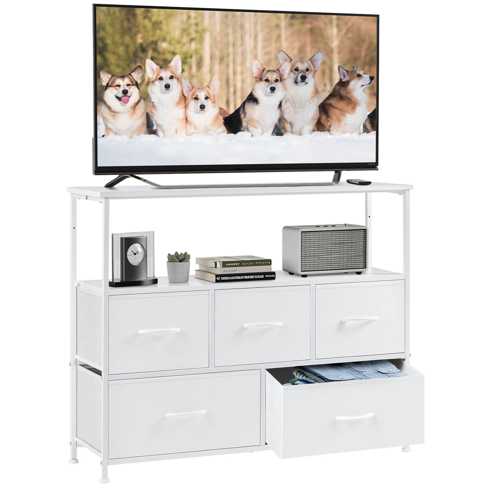 5-Drawer Open Storage TV Stand