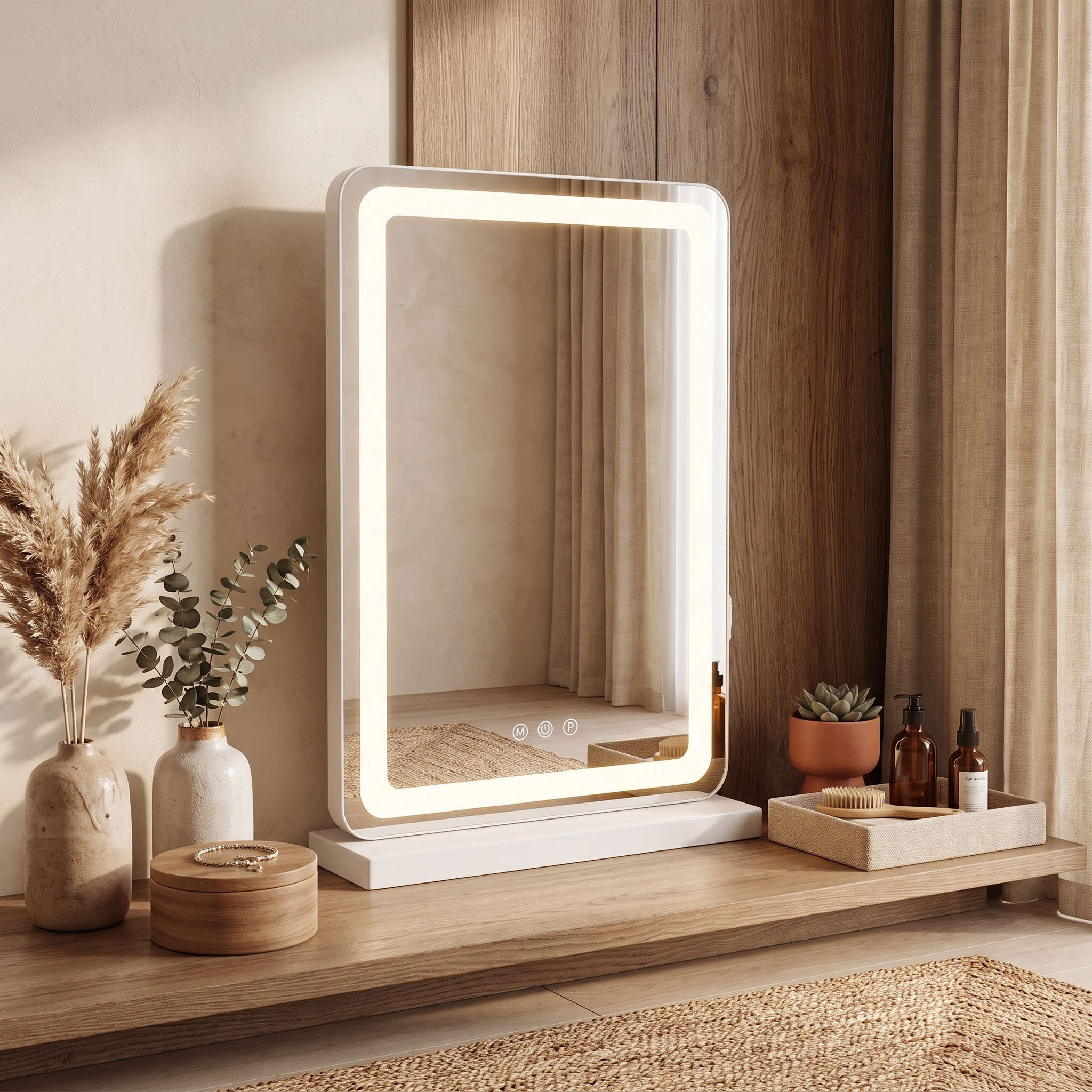LED Lighted Vanity Mirror with Touchscreen Controls