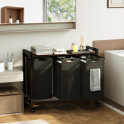 Laundry Hamper with Removable Bags, Shelf & Wheels – 1 to 4 Basket Sorter