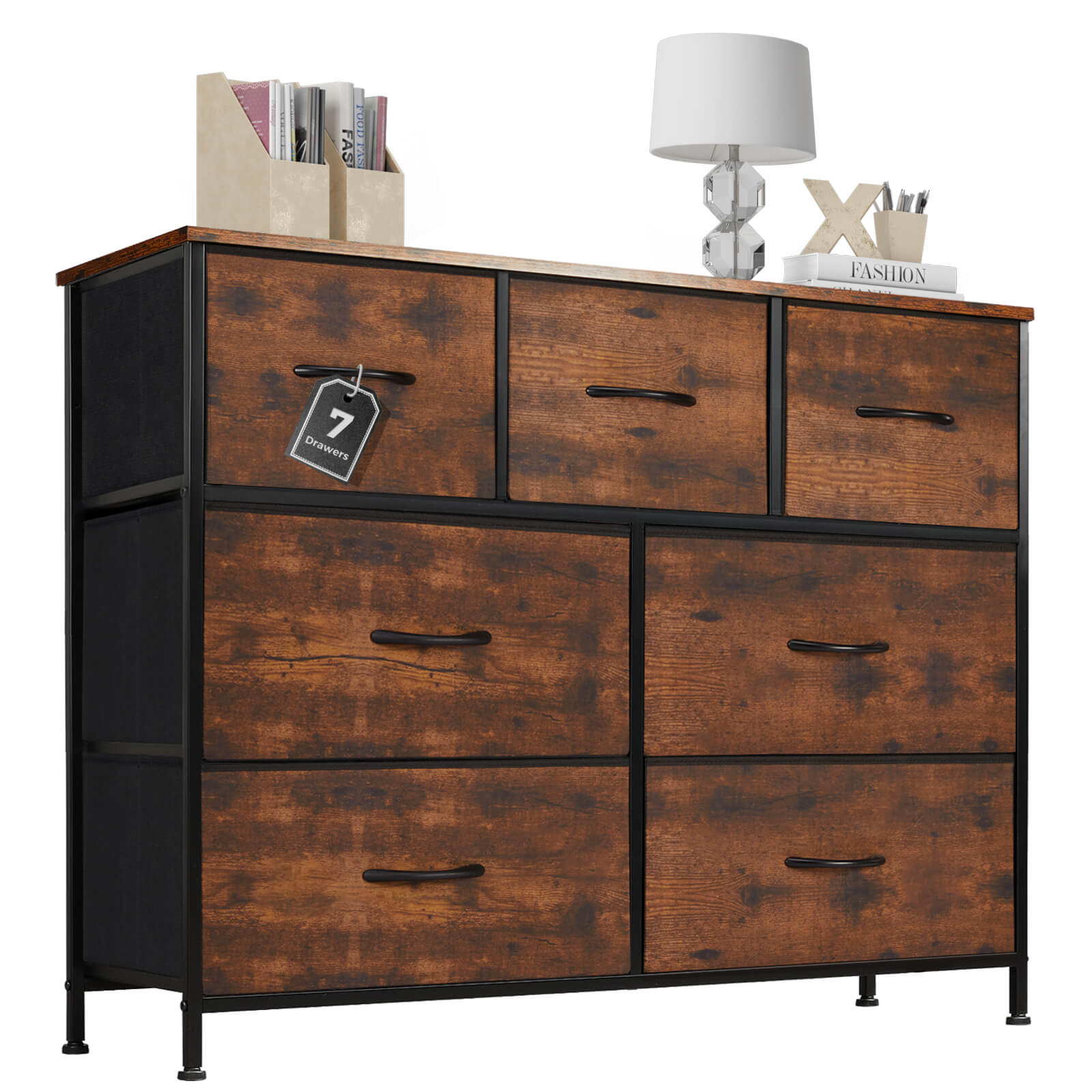 7-Drawer Wooden Top Storage Dresser