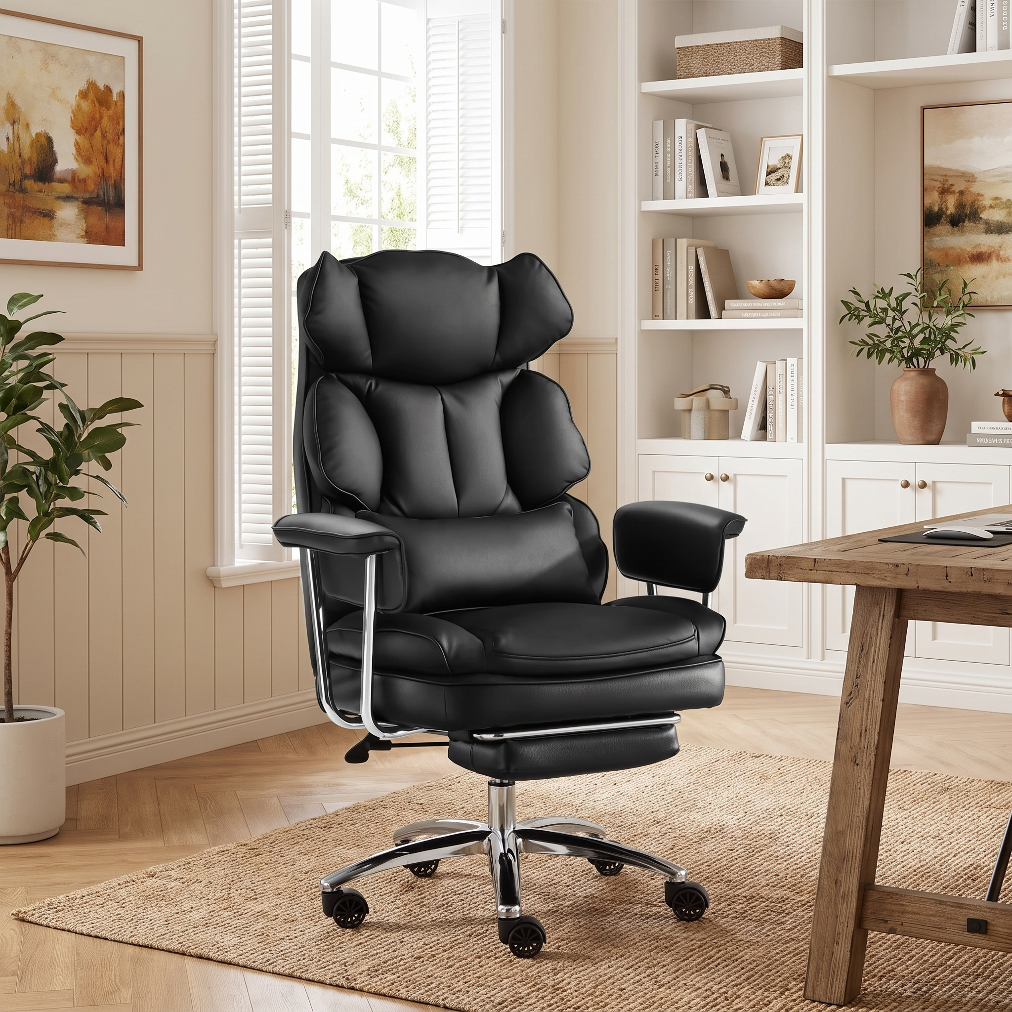 Leather Executive Chair with Footrest