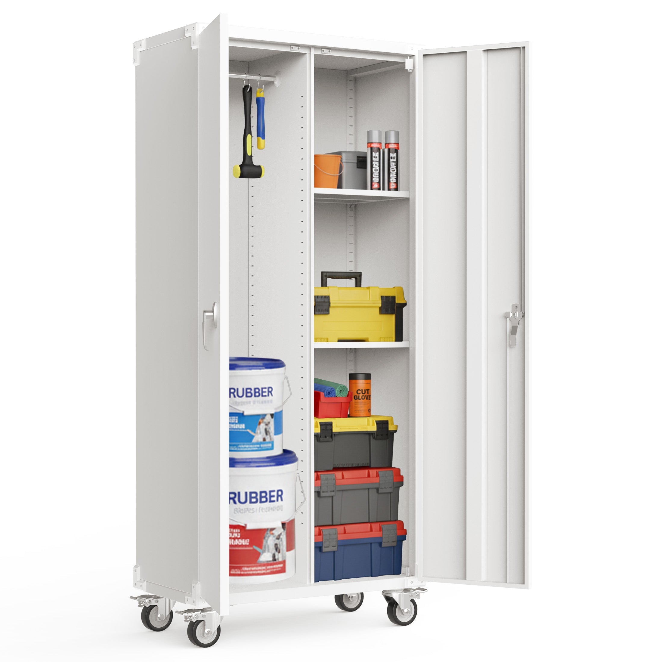 Lockable Steel Storage Cabinet with Wheels