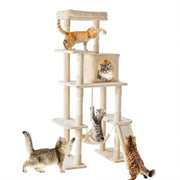 63 Inch Plush Multi-Level Cat Tree Tower