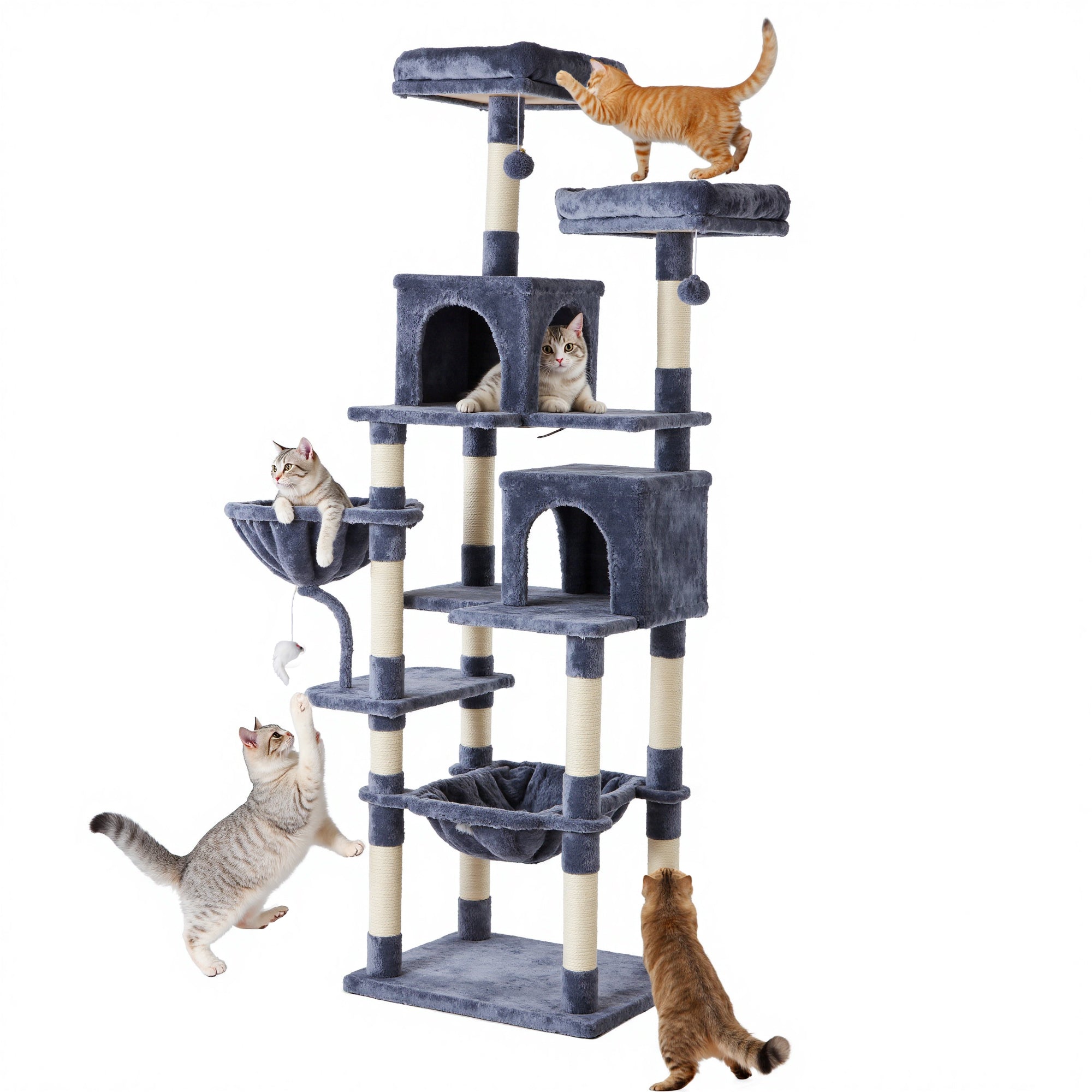 71" Seven-Level Dark Gray Cat Tree