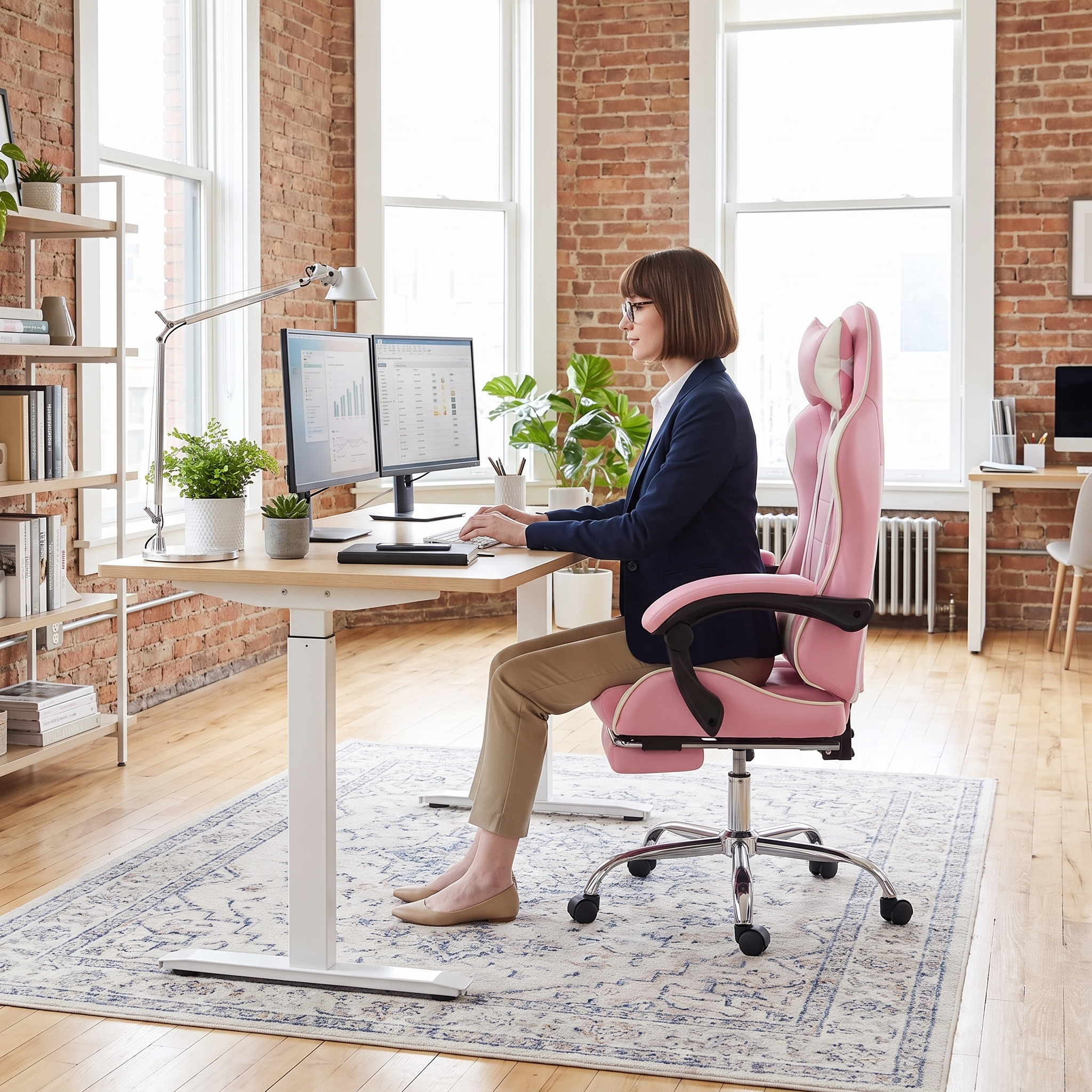 Gaming Chair with Footrest and Lumbar Support