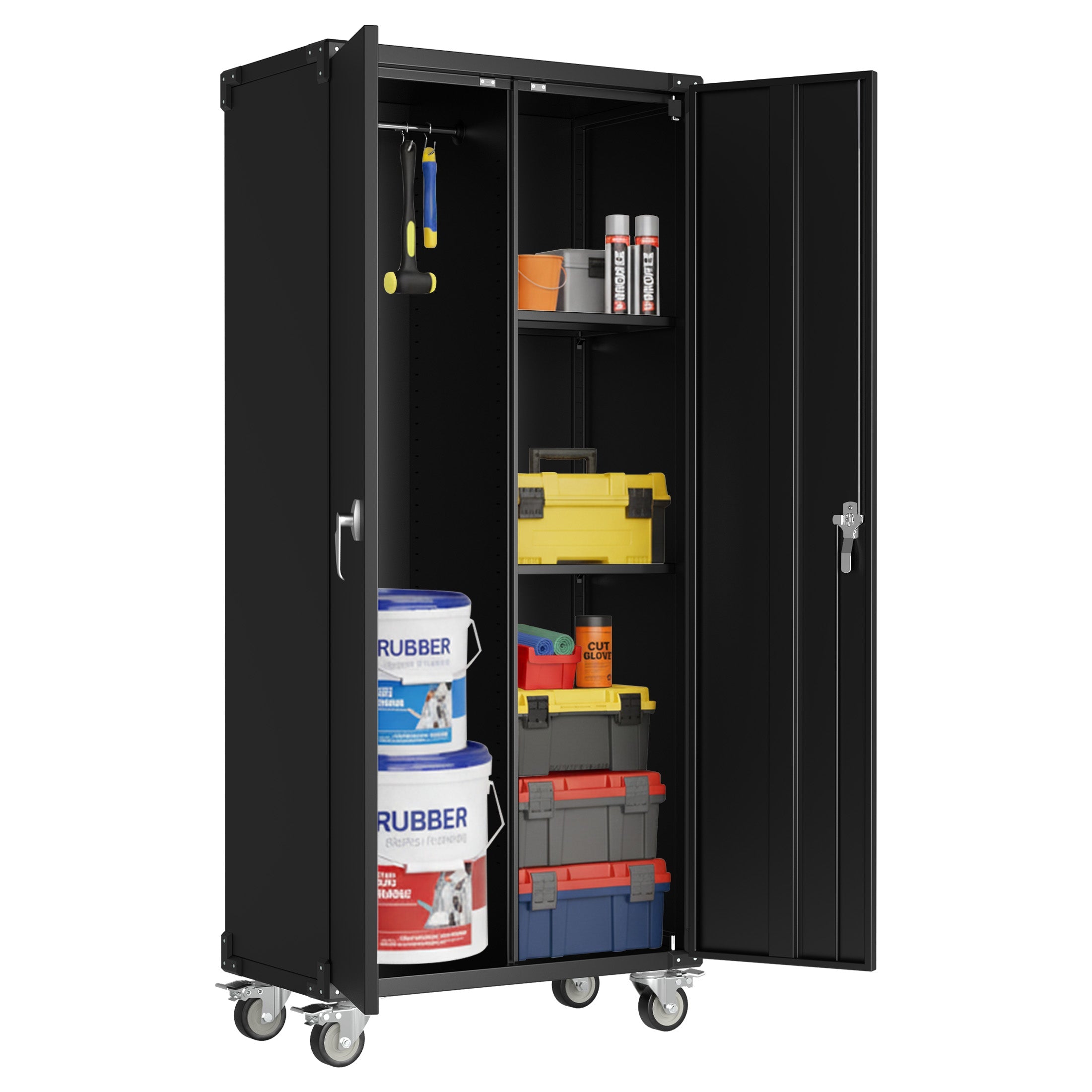 Lockable Steel Storage Cabinet with Wheels