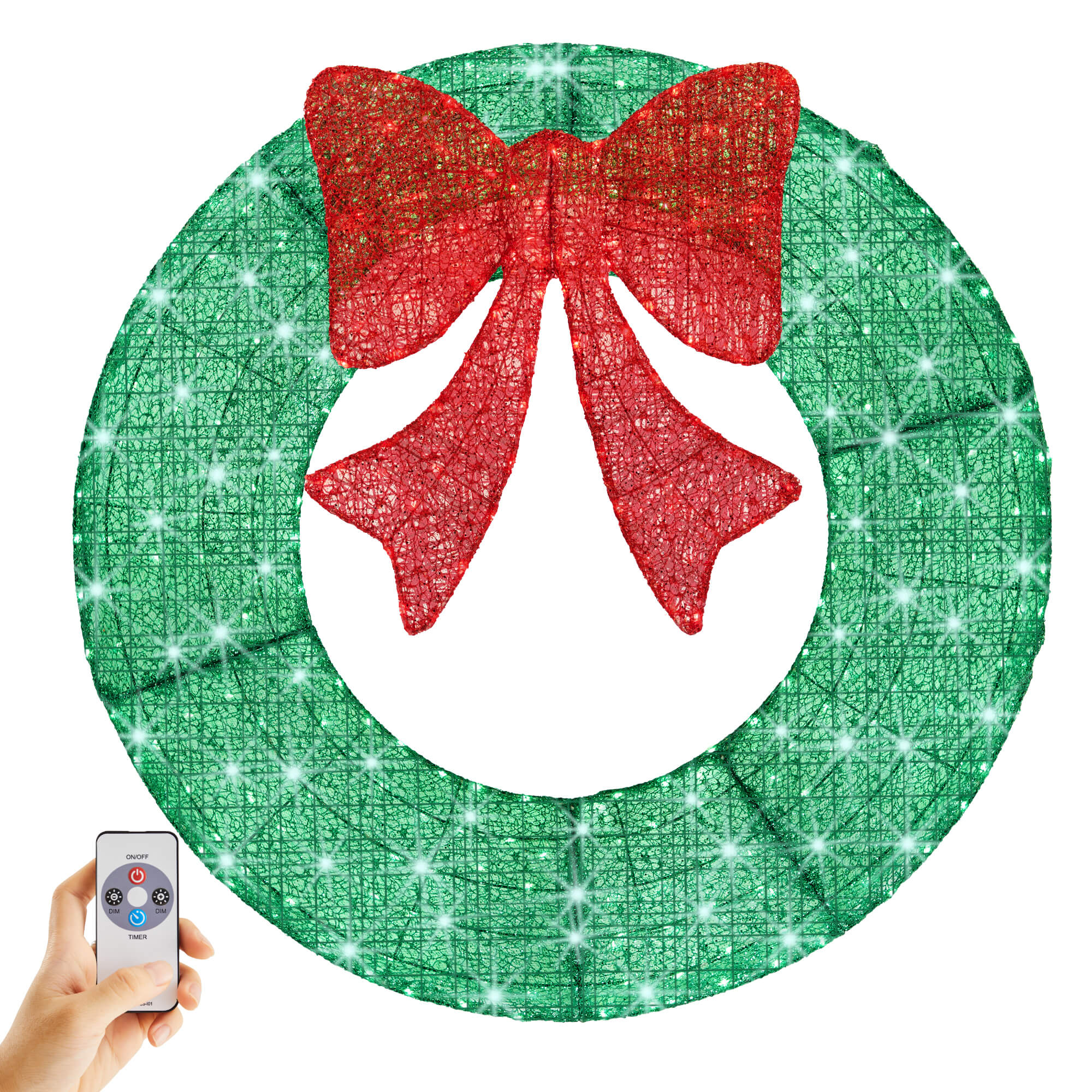 LED Illuminated Christmas Wreath with Remote