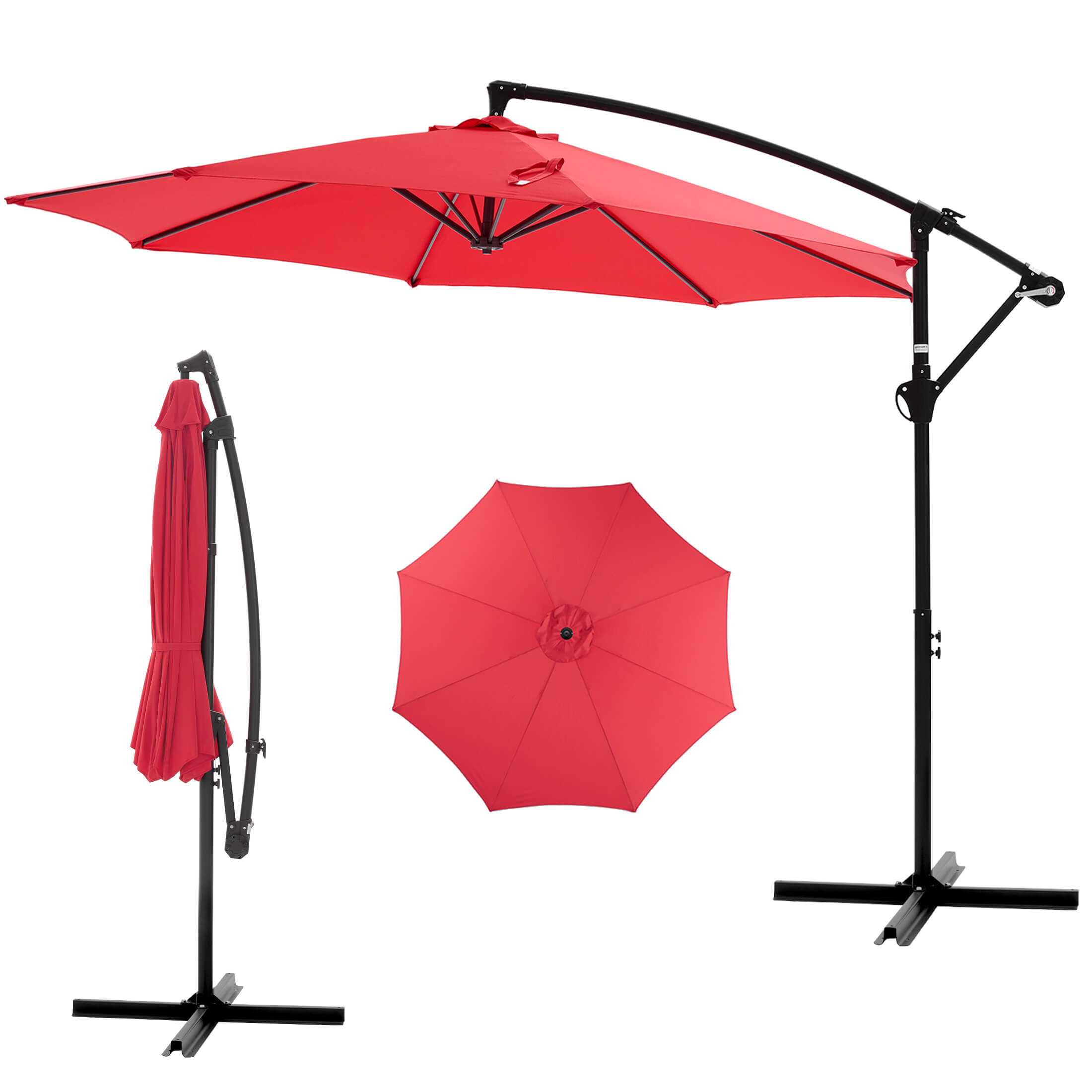 10ft Cantilever Patio Umbrella for Garden, Backyard, Poolside