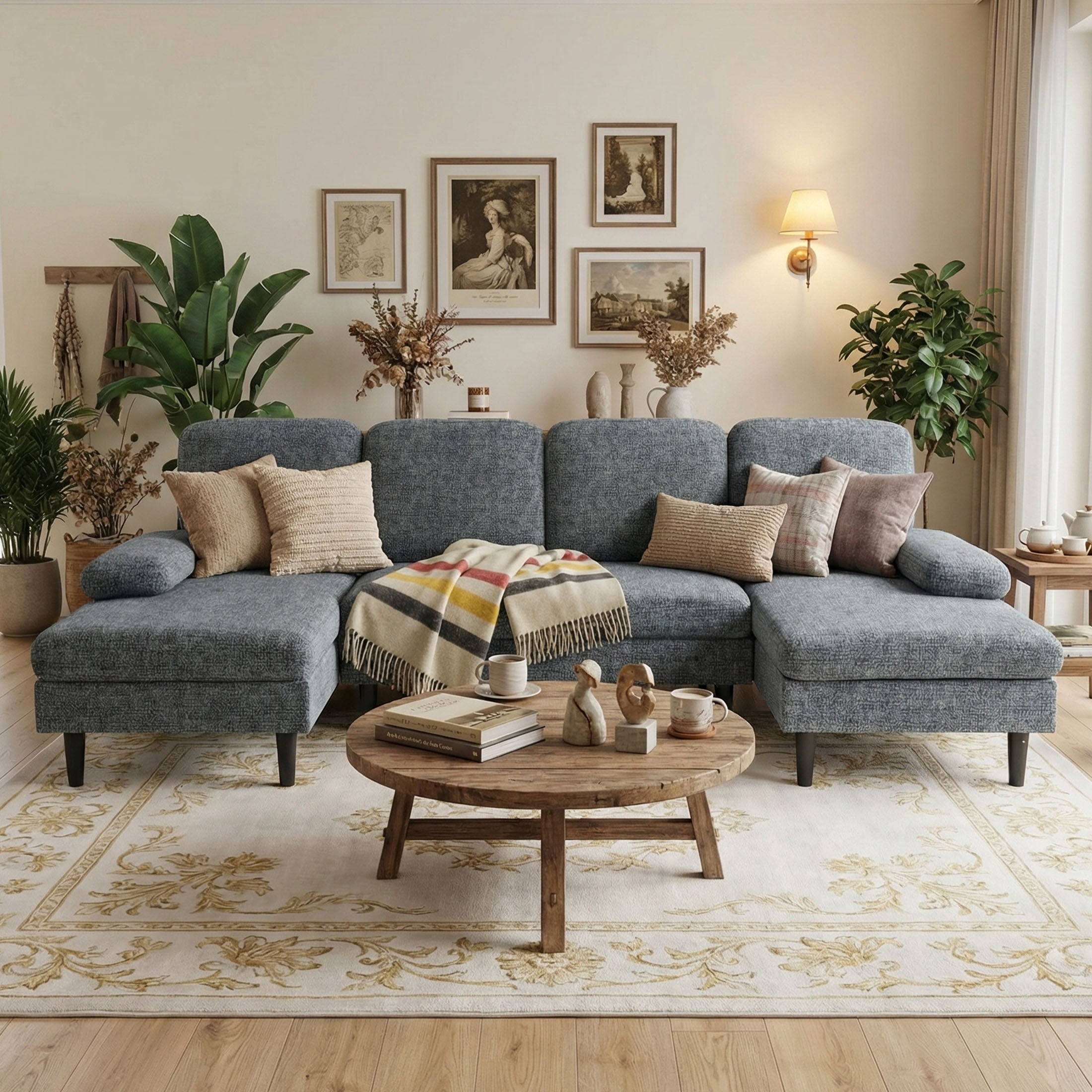 U-Shaped Modular Chenille Sectional Sofa