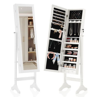 Freestanding Full Length Mirror Jewelry Cabinet