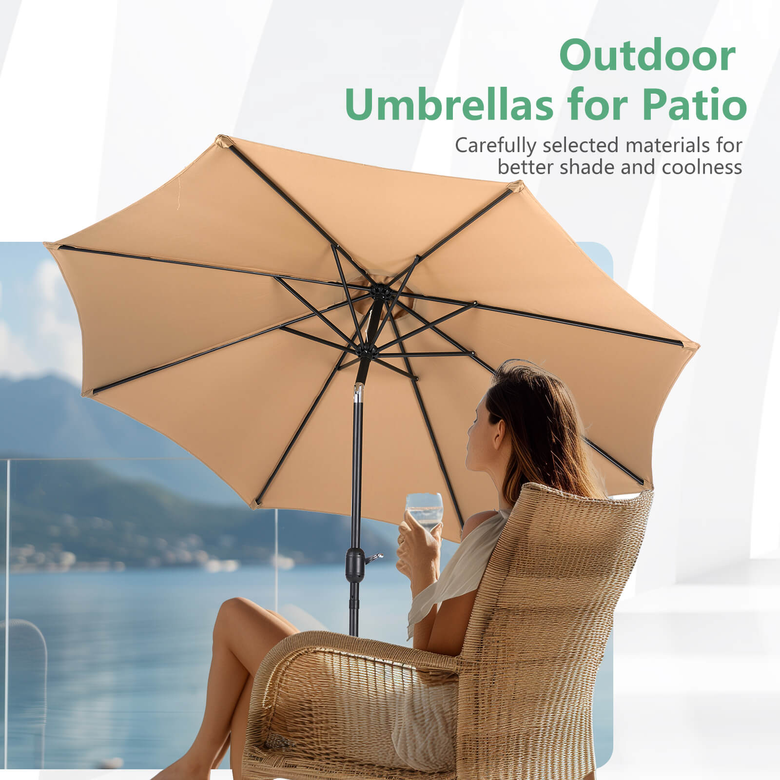 9ft 8-Rib Steel Patio Umbrella