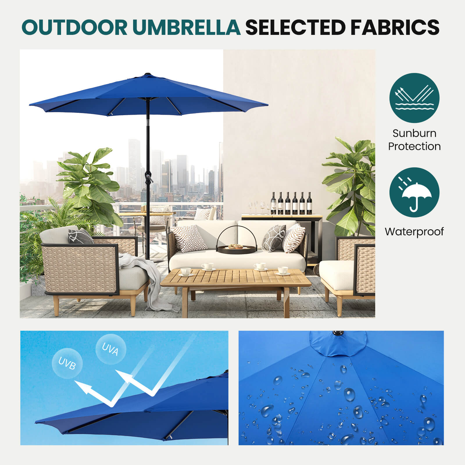 9ft 8-Rib Steel Patio Umbrella