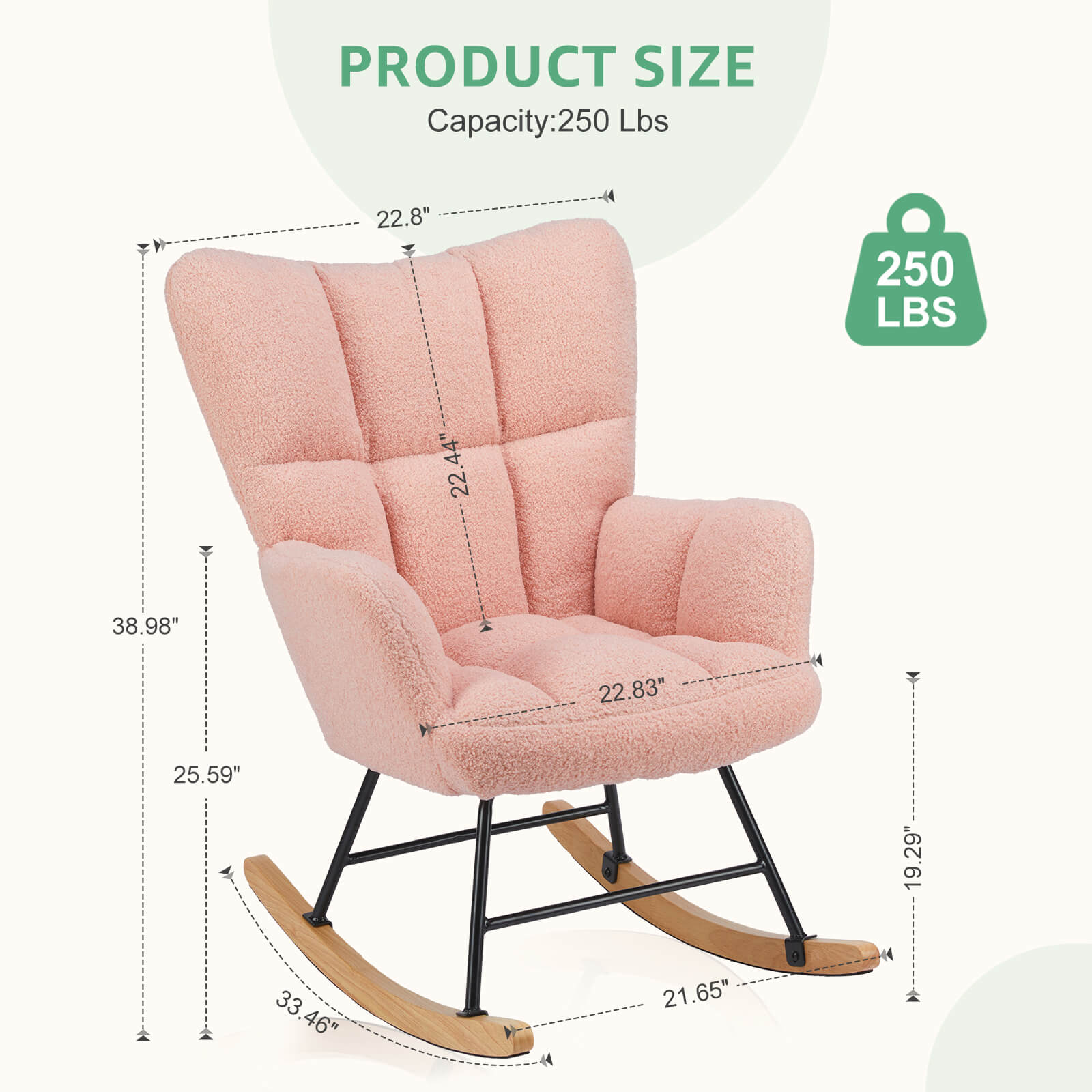 Padded Teddy Upholstered Nursery Rocking Chair