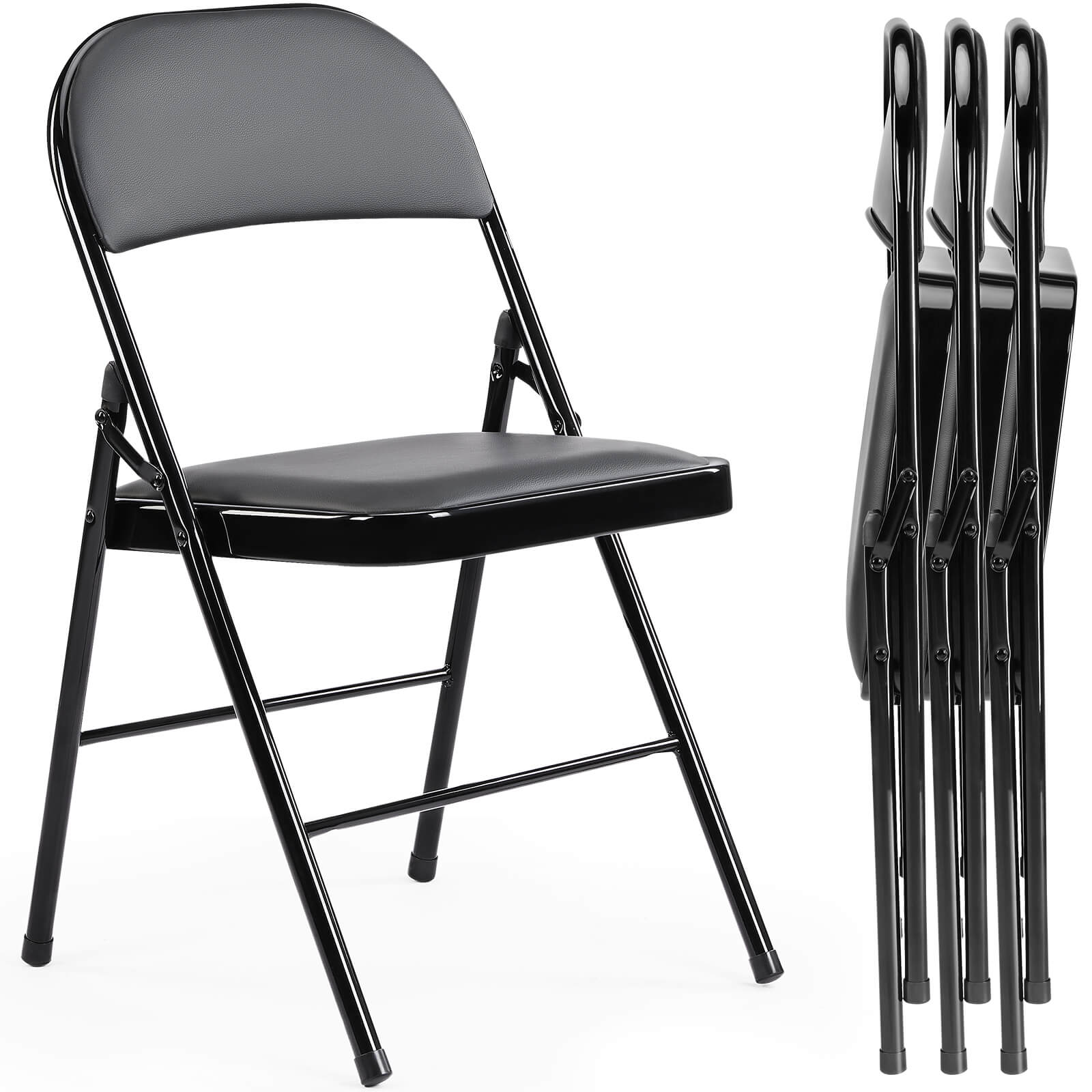 Leather Folding Chair Black