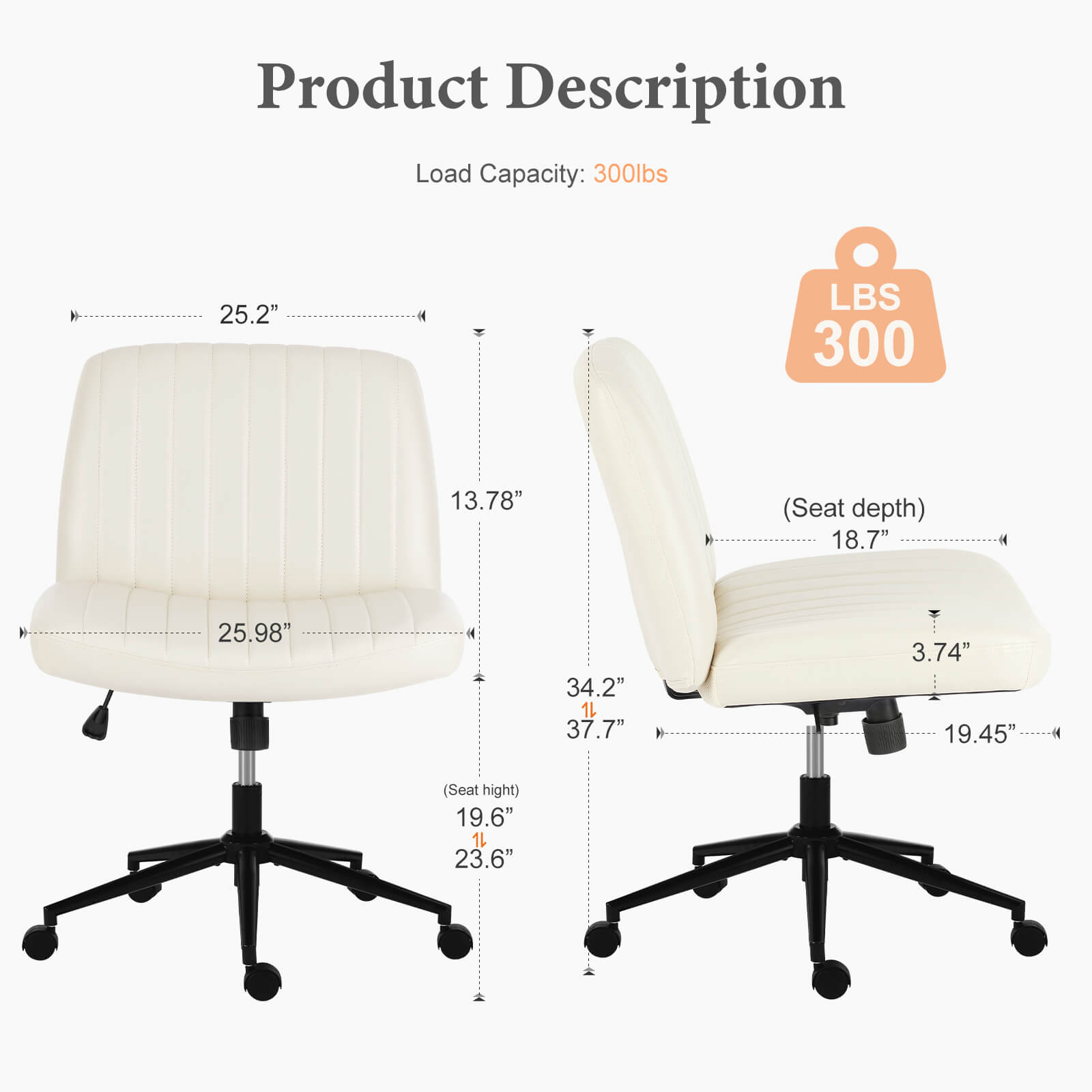 Armless Adjustable Plank Office Chair