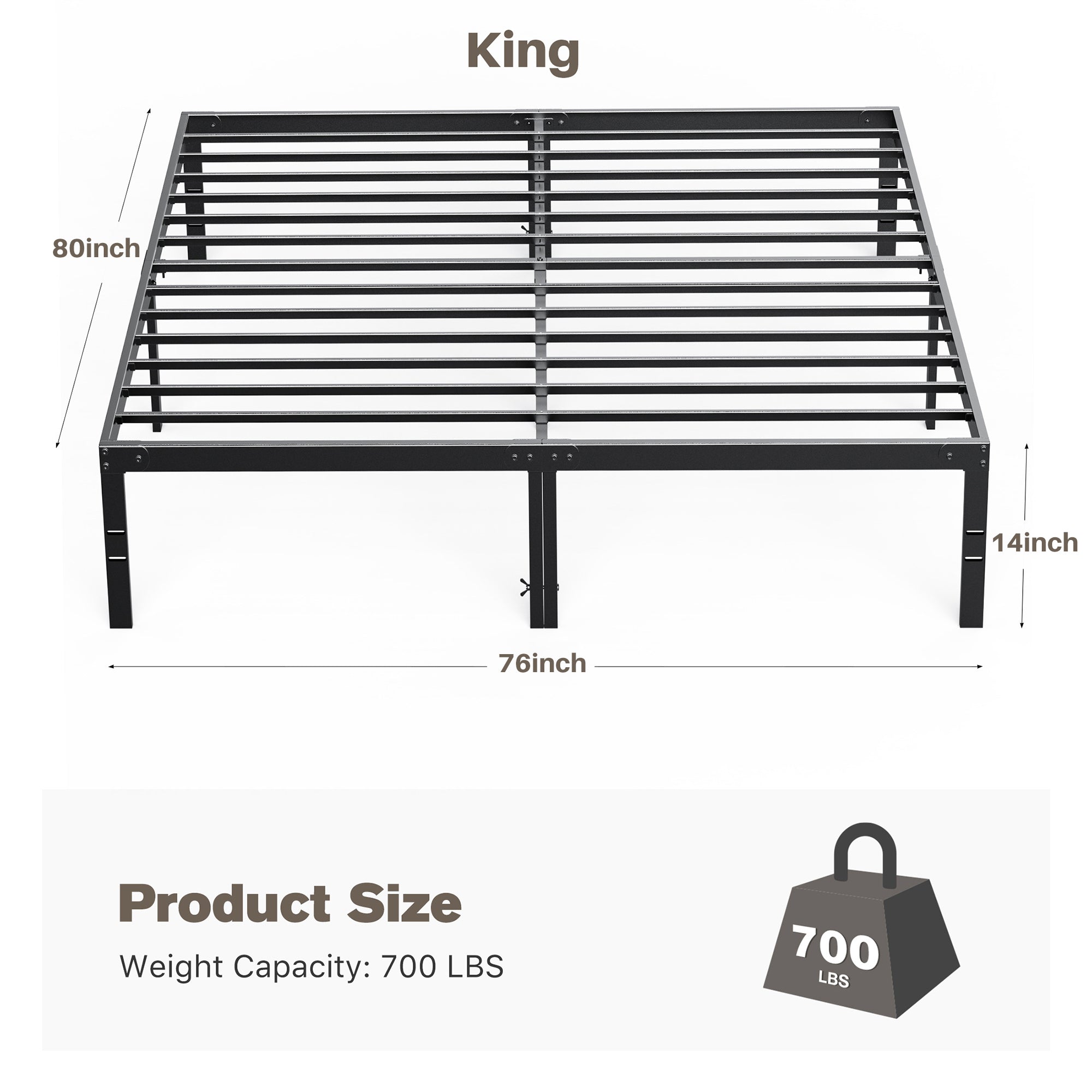 Heavy Duty Steel Bed Frame with Storage