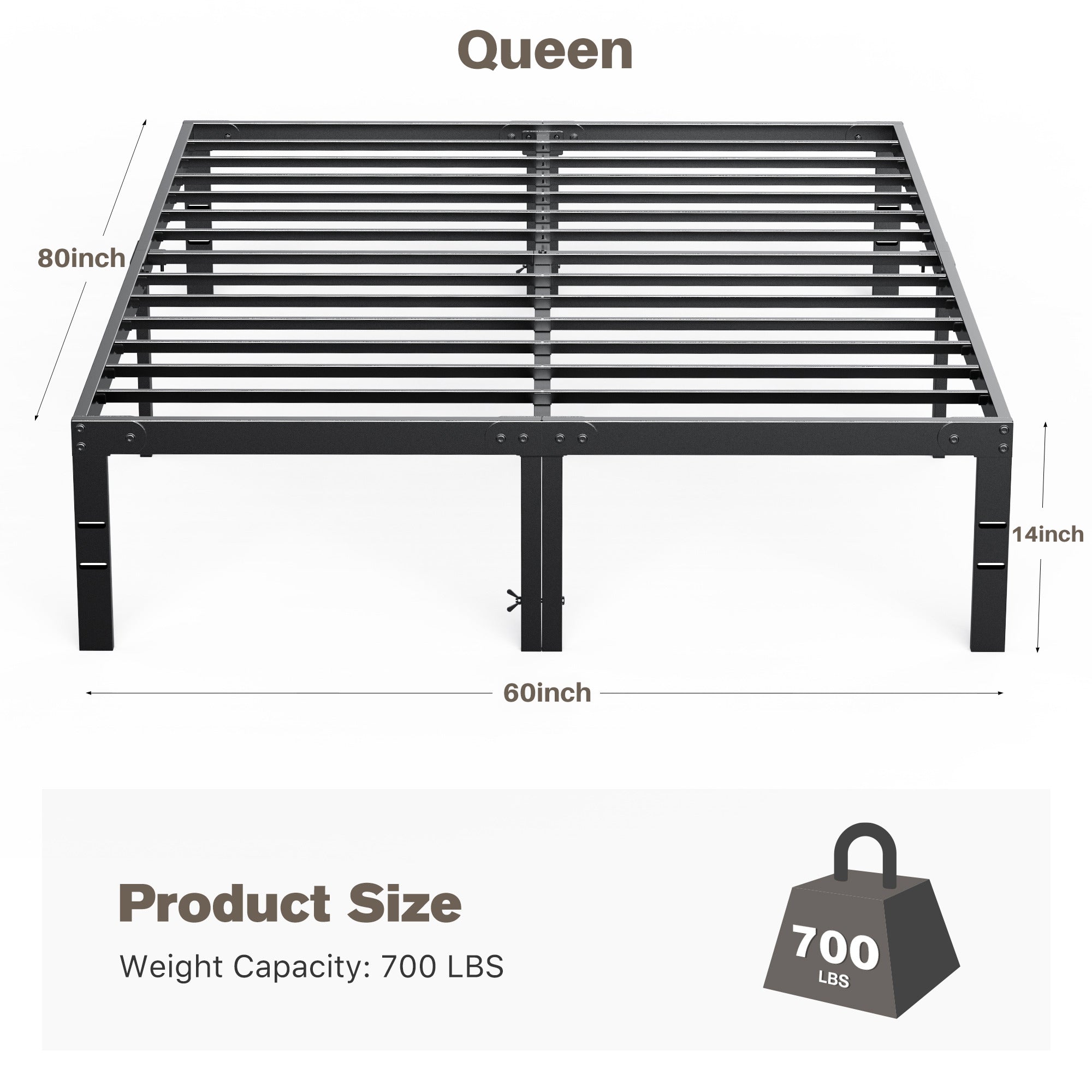 Heavy Duty Steel Bed Frame with Storage