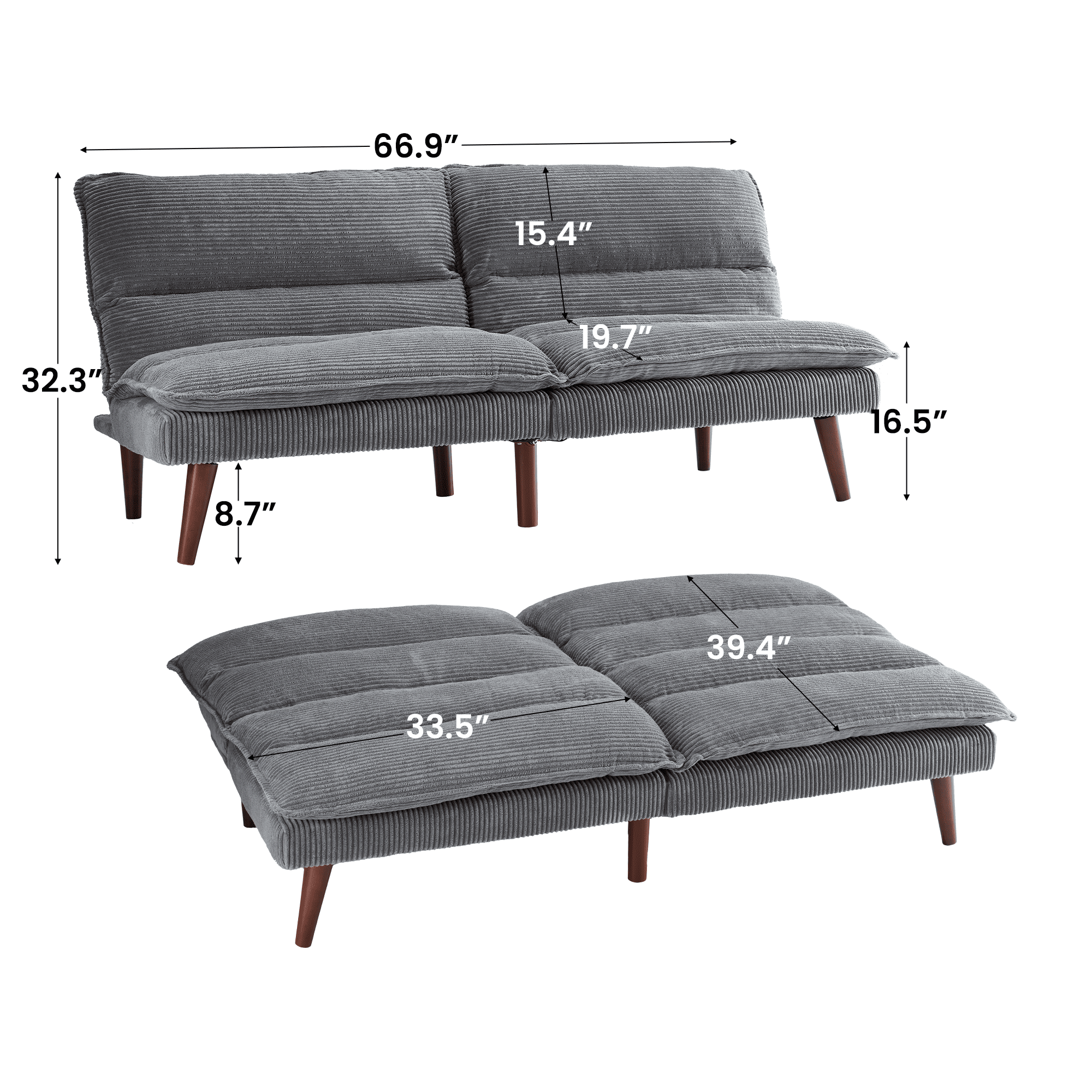 Corduroy Convertible Futon Sofa Bed