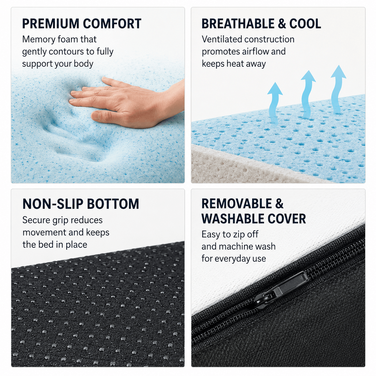 Warebay 3/ 4-Inch Tri-Fold Memory Foam Mattress, Foldable Guest Bed for Bedroom