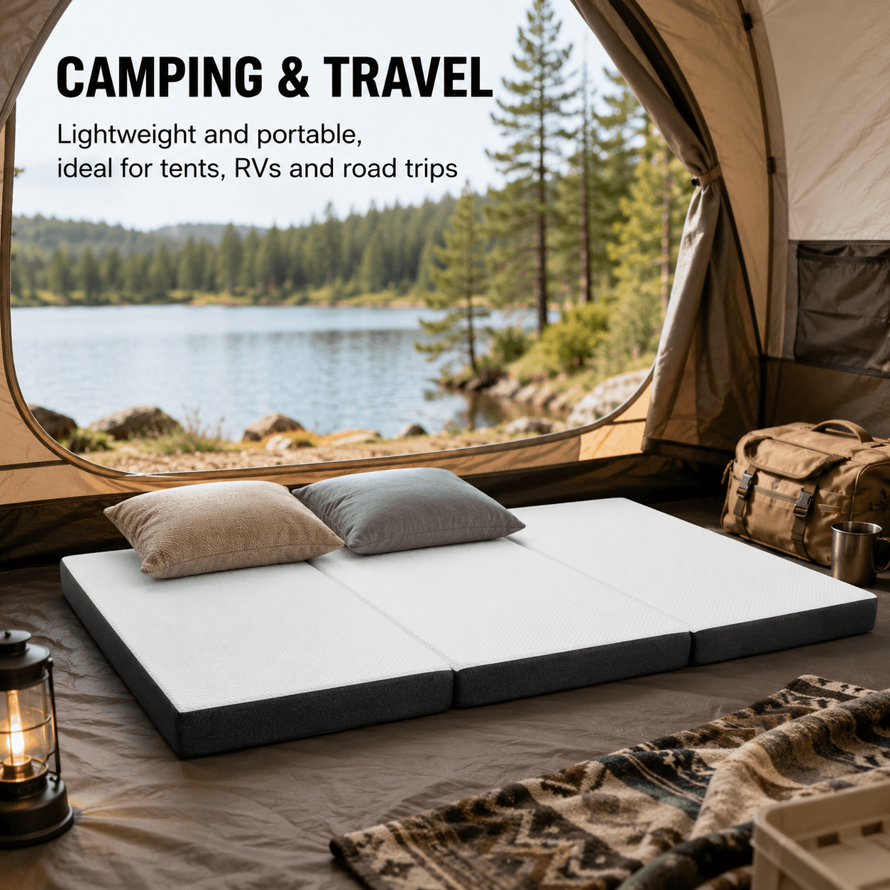 Warebay 3/ 4-Inch Tri-Fold Memory Foam Mattress, Foldable Guest Bed for Bedroom