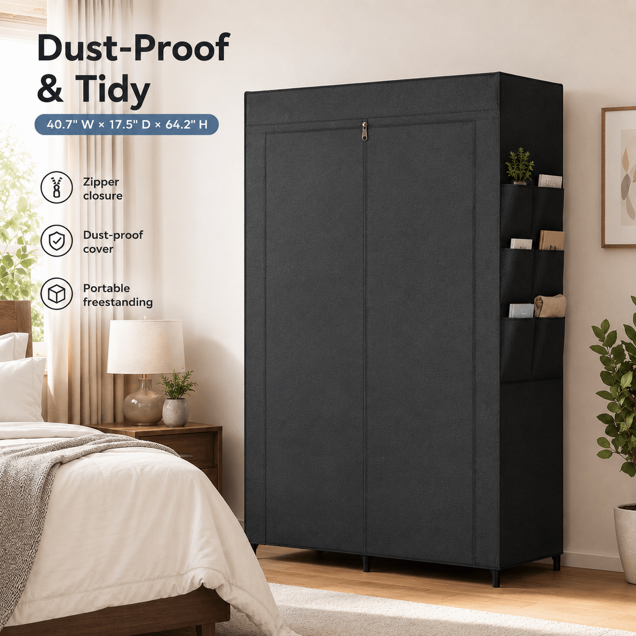 WareBay Portable Wardrobe with Dustproof Cover – Freestanding Clothes Storage Organizer