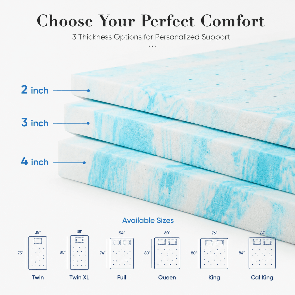 Gel Memory Foam Mattress Topper