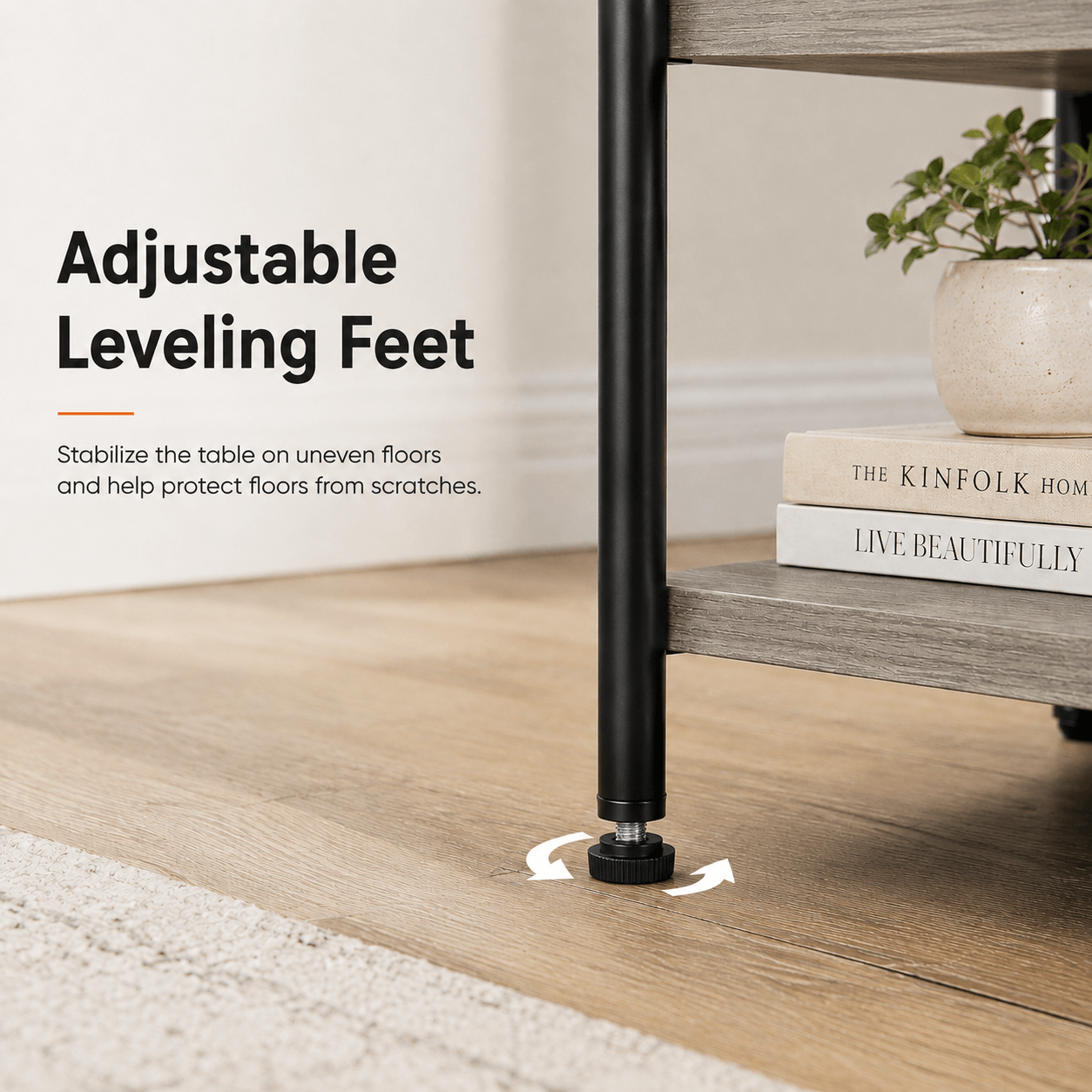 3-Tier Side Table with Storage Shelves – Small End Table for Bedroom, Living Room & Office